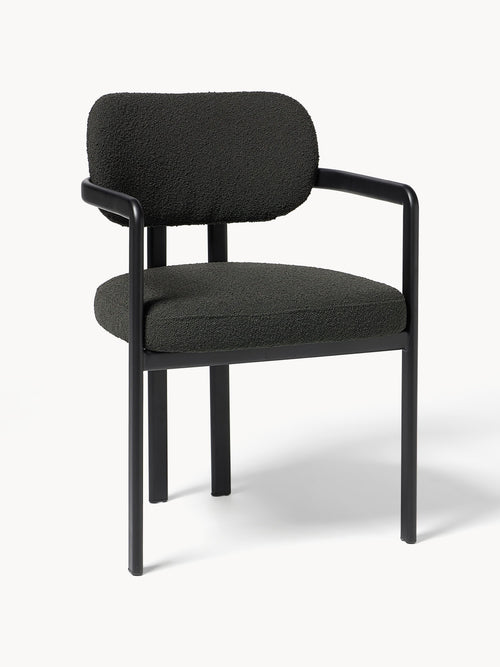 Gallery image 1 - Upholstered Bouclé Dining Chair Adrien with Armrests