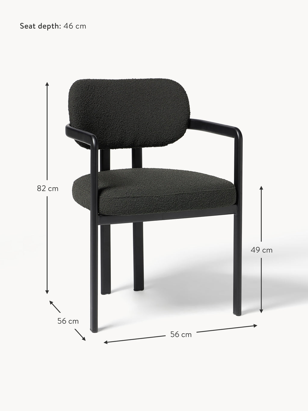 Adrien Upholstered Bouclé Dining Chair with Armrests