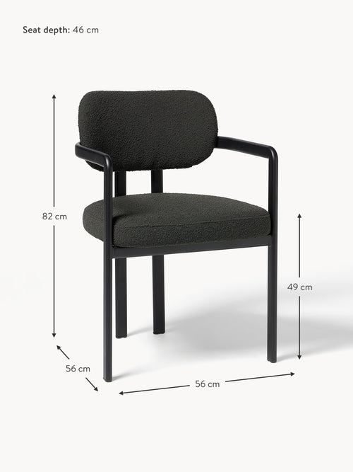 Adrien Upholstered Bouclé Dining Chair with Armrests