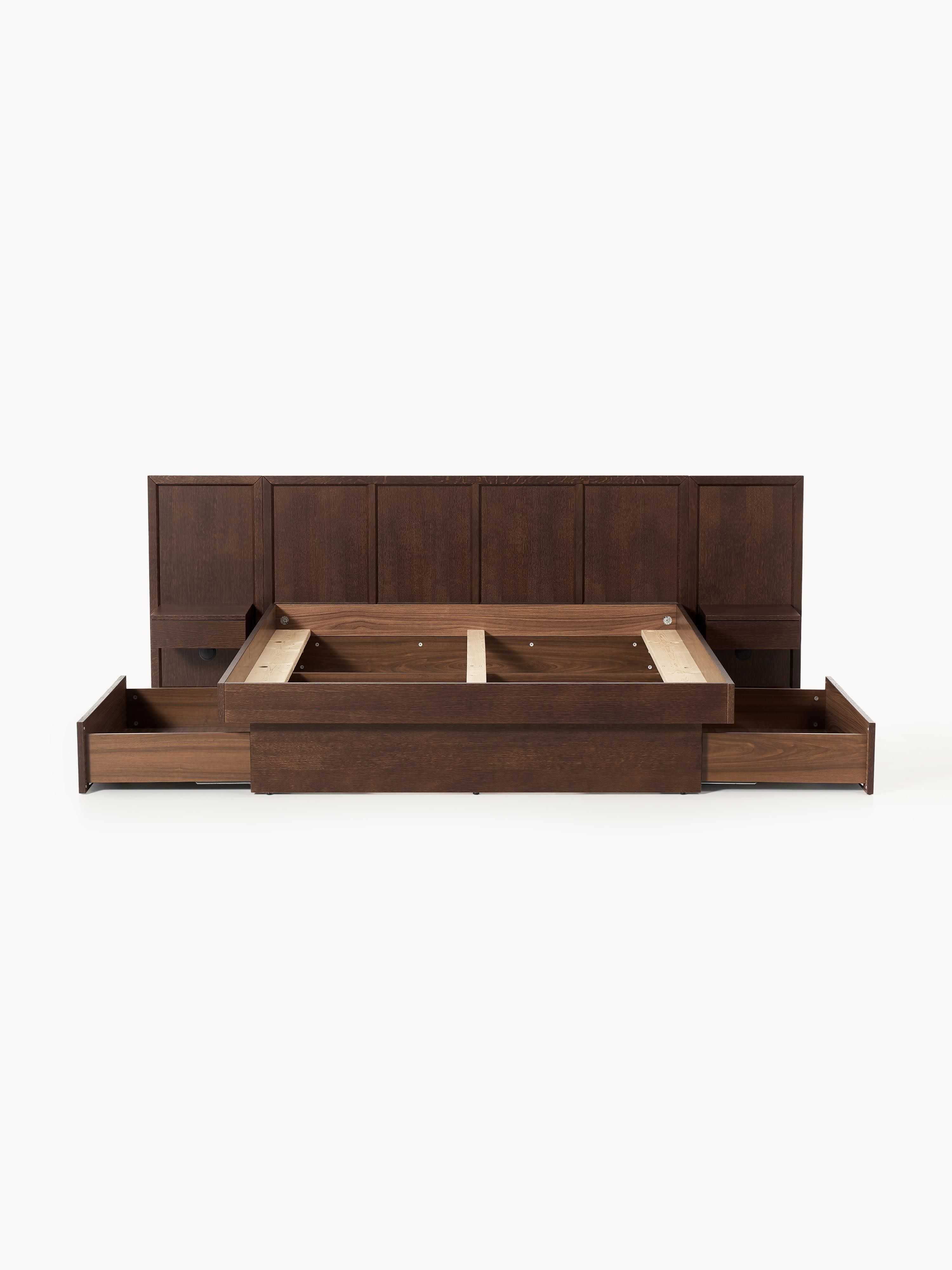 Nanto Wooden Bed with Drawers Tables and Headboard