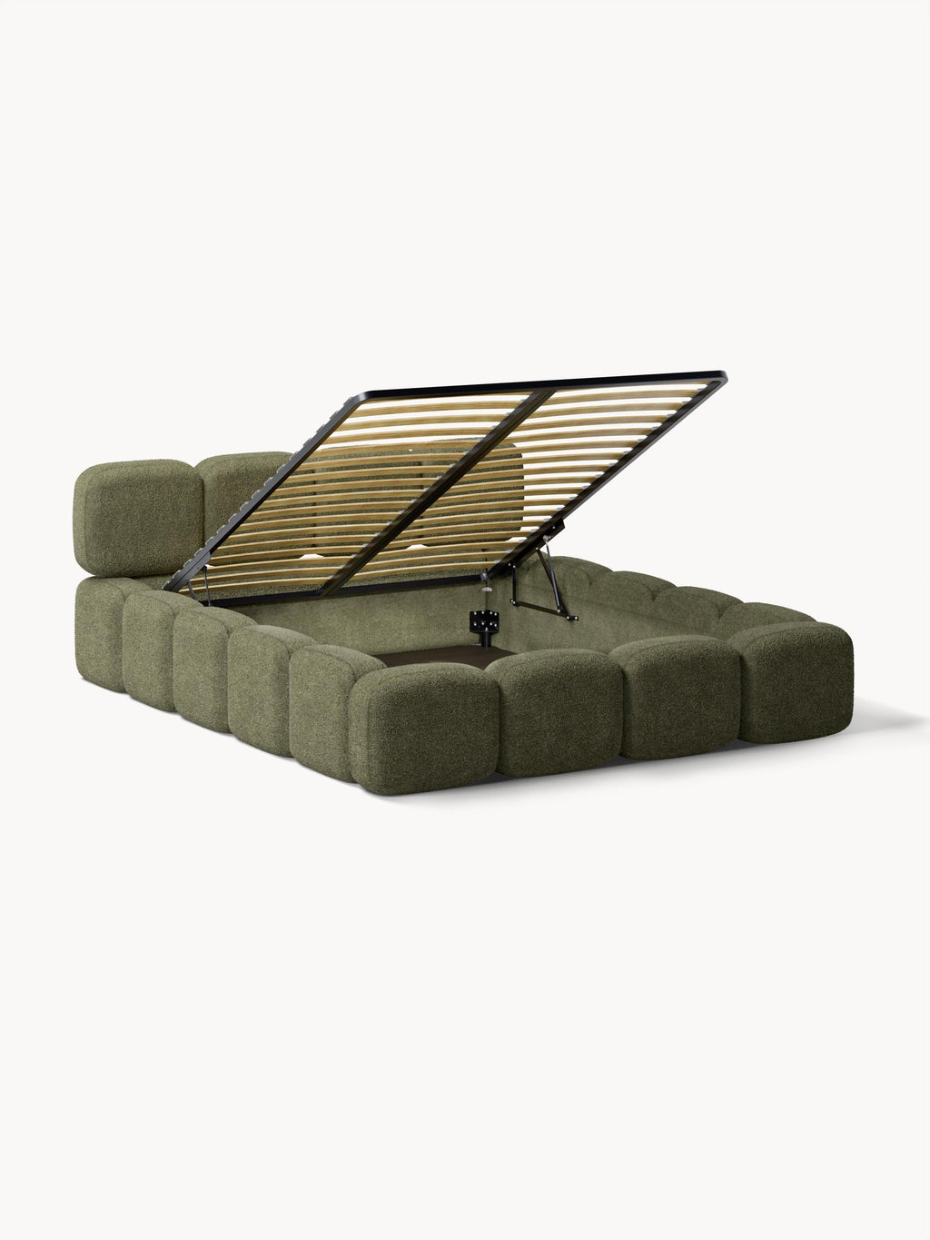 Tayla Upholstered Teddy Bouclé Bed with Storage Space