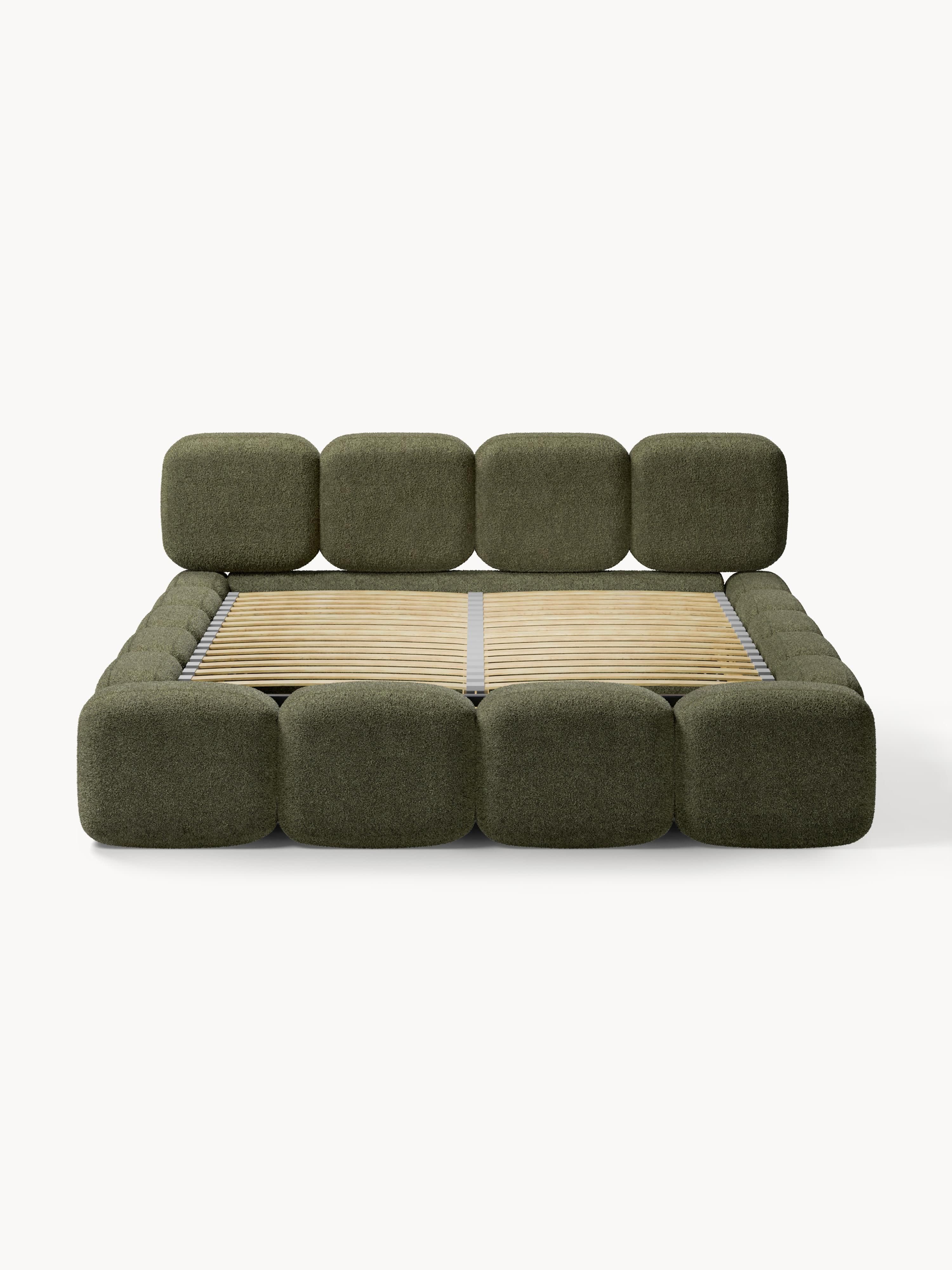 Tayla Upholstered Teddy Bouclé Bed with Storage Space
