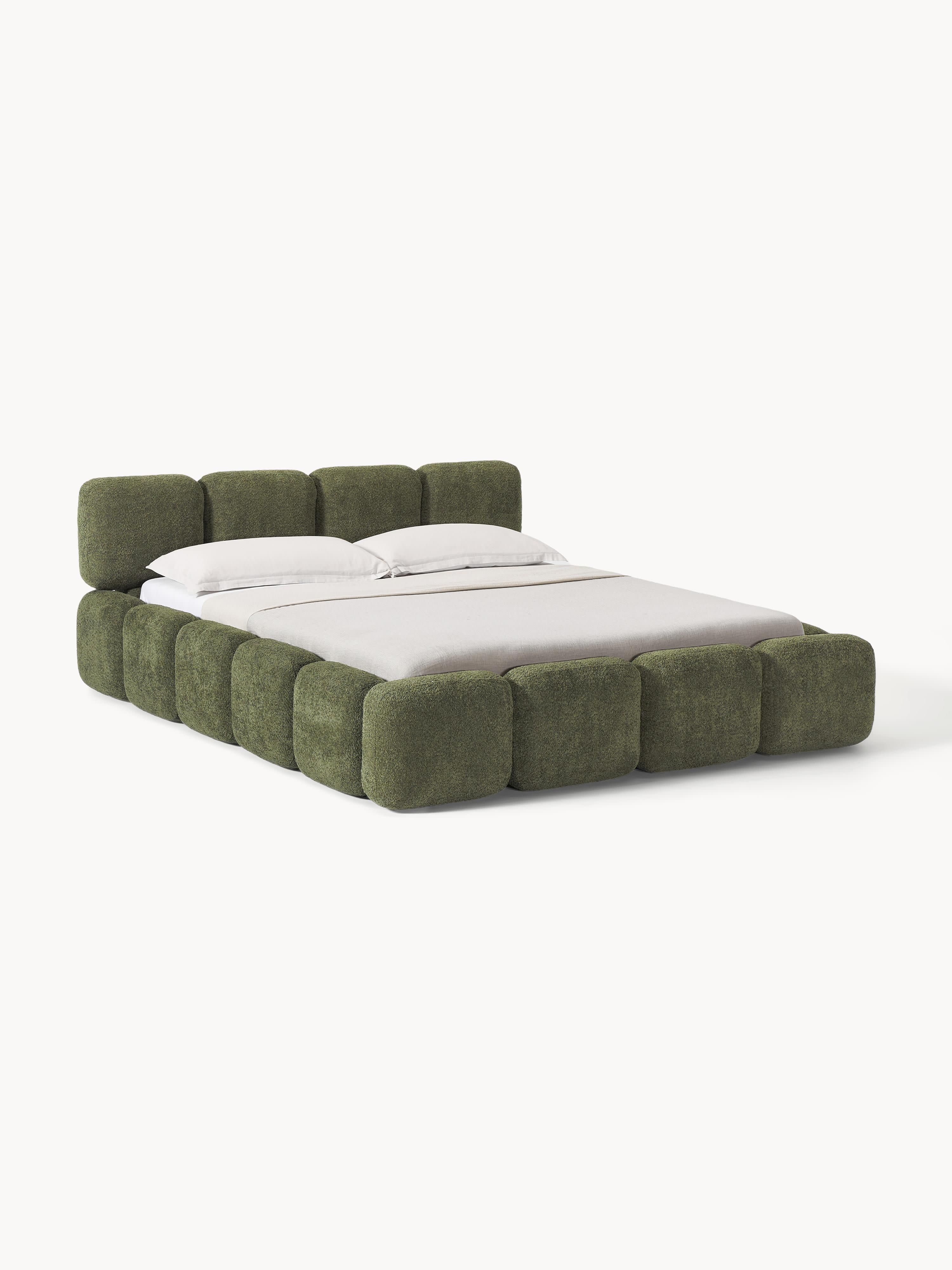 Gallery image 1 - Upholstered Teddy Bouclé Bed Tayla with Storage Space