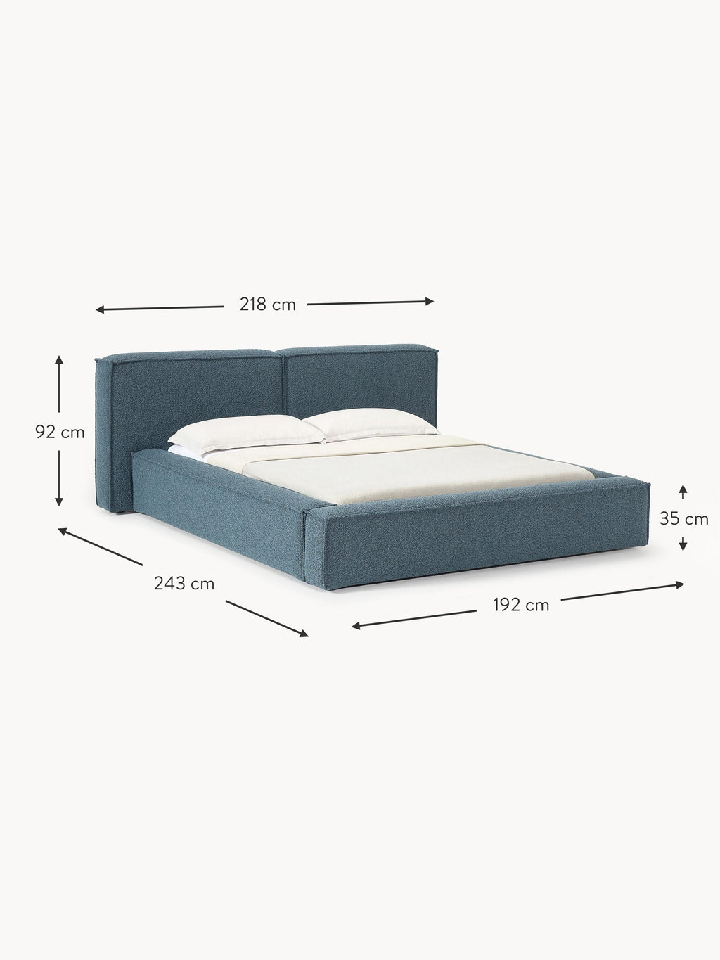 Lennon Upholstered Bouclé Bed with Storage Space