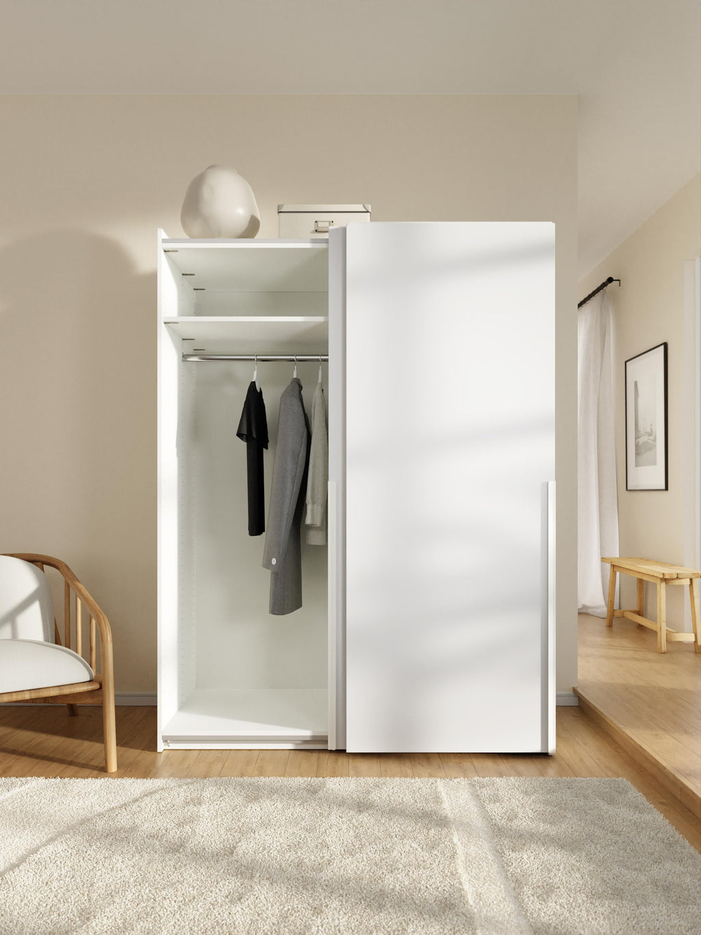 Leon Modular Sliding Door Wardrobe, 150 cm Wide, in various sizes