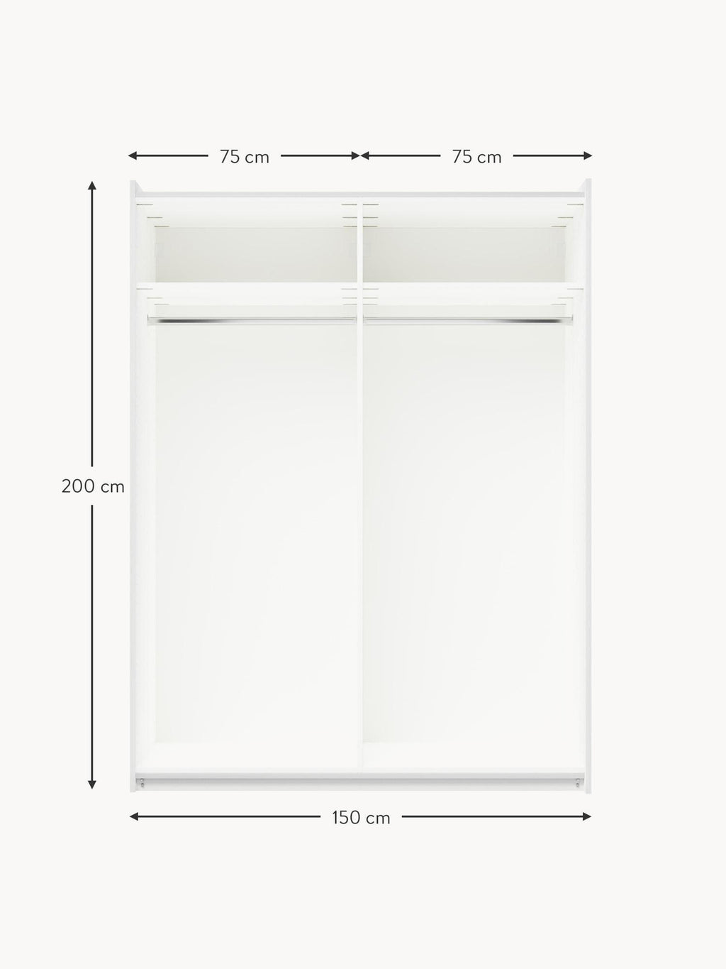 Leon Modular Sliding Door Wardrobe, 150 cm Wide, in various sizes