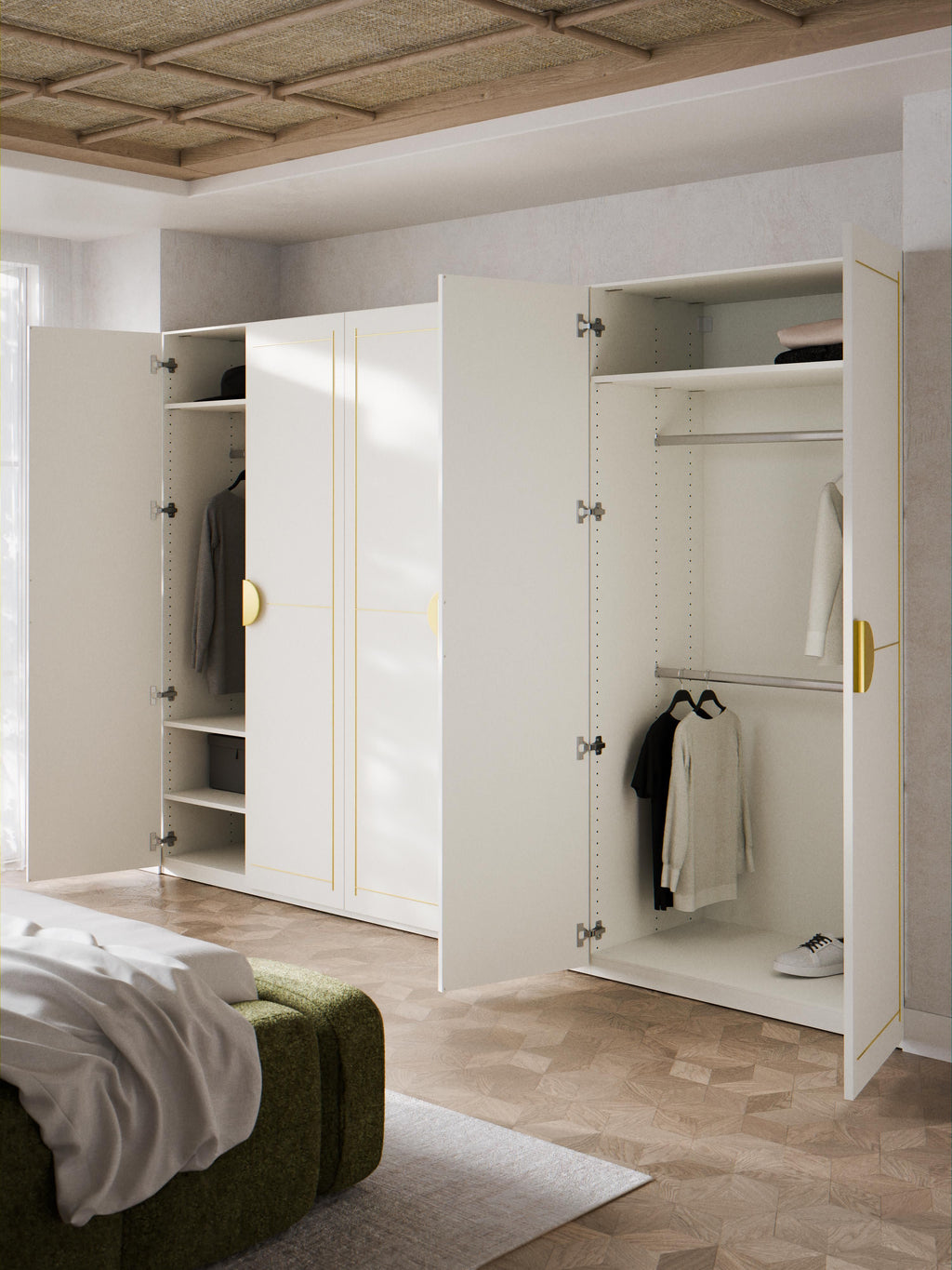 Denise Modular Hinged Door Wardrobe, 300 cm Wide, in various sizes