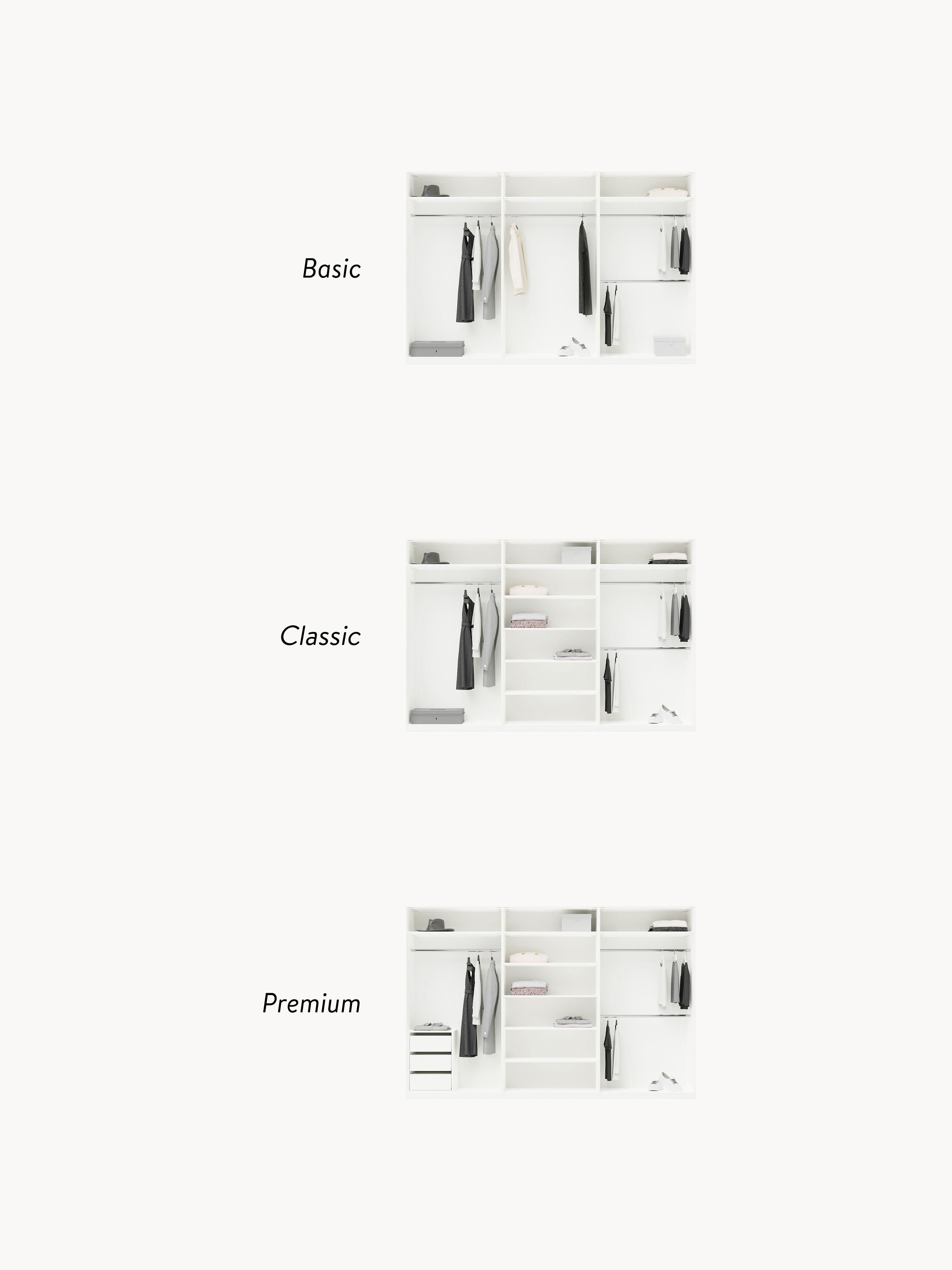 Denise Modular Hinged Door Wardrobe, 300 cm Wide, in various sizes