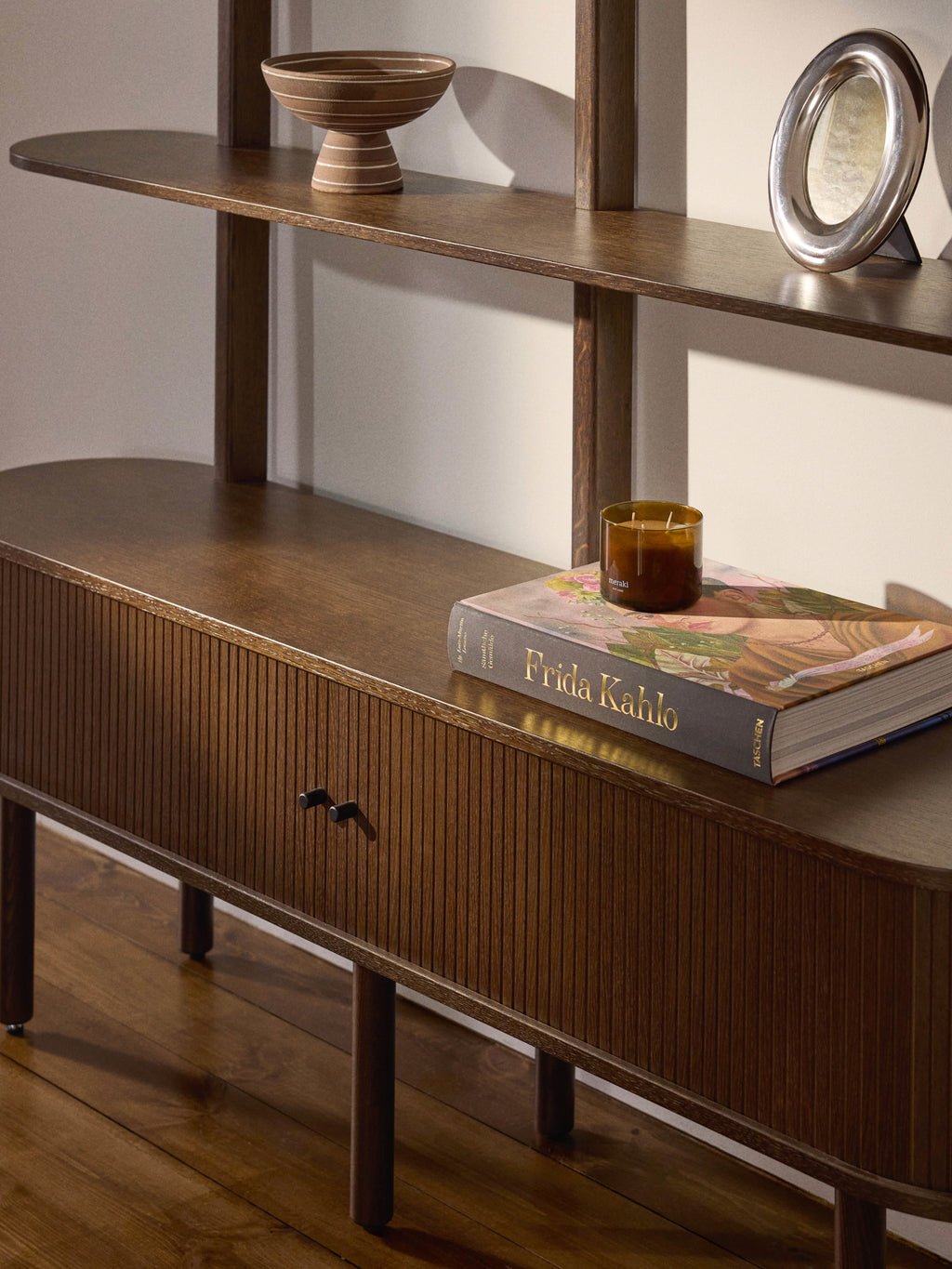 Calary Shelving Unit with Fluted Front