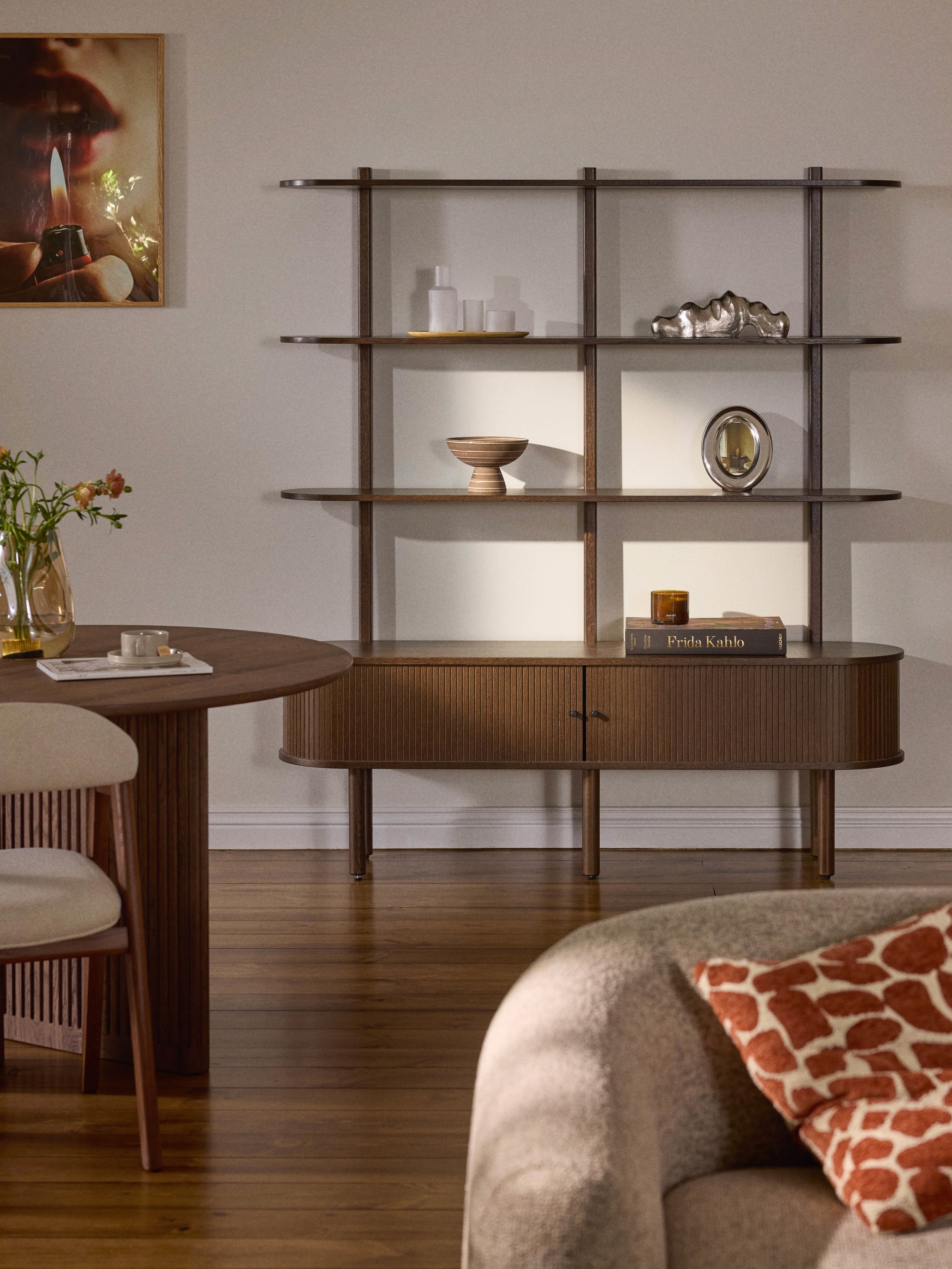 Calary Shelving Unit with Fluted Front