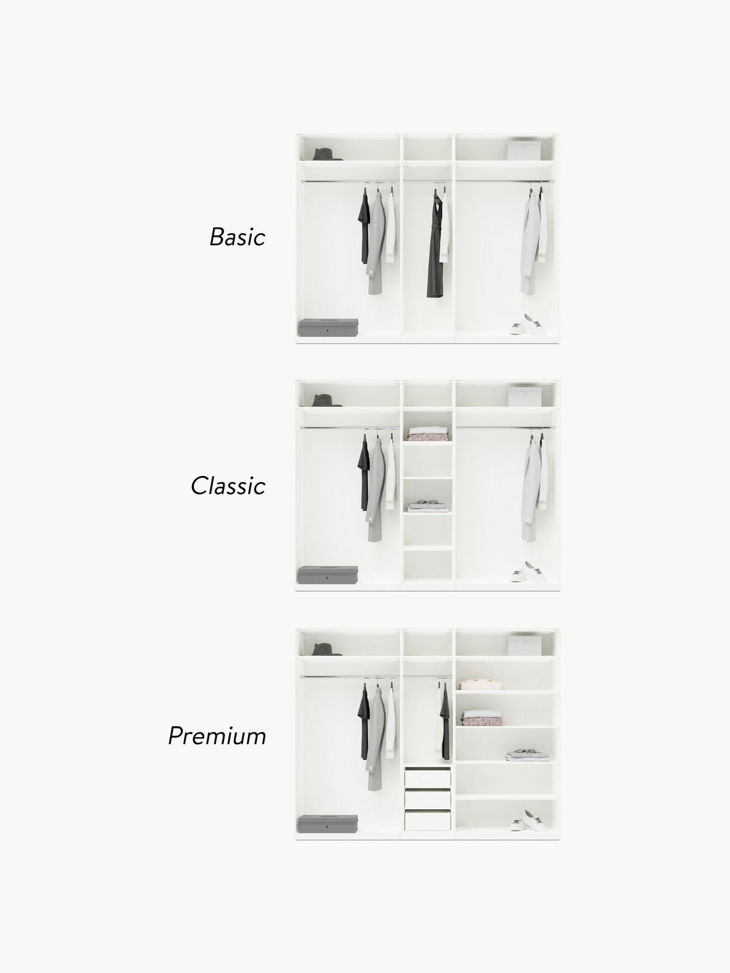 Simone Modular Revolving Door Wardrobe, 250 cm Wide, in various sizes