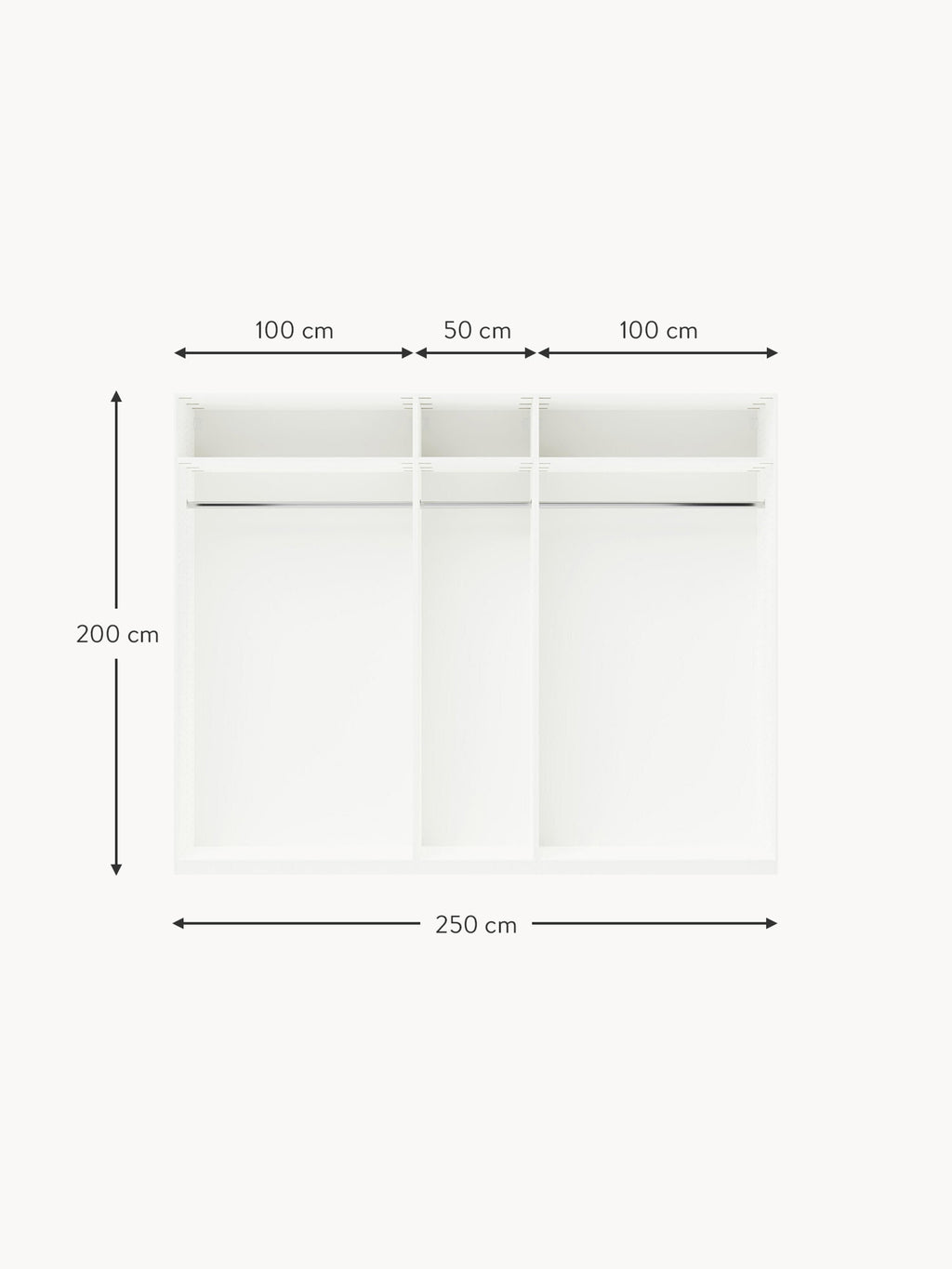 Simone Modular Revolving Door Wardrobe, 250 cm Wide, in various sizes