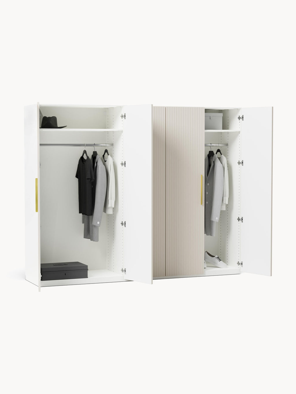 Simone Modular Revolving Door Wardrobe, 250 cm Wide, in various sizes