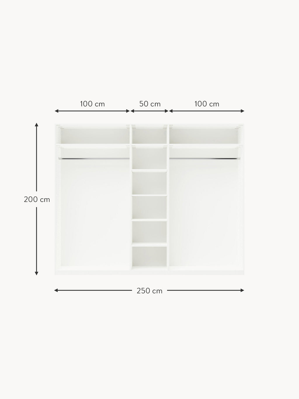 Simone Modular Revolving Door Wardrobe, 250 cm Wide, in various sizes