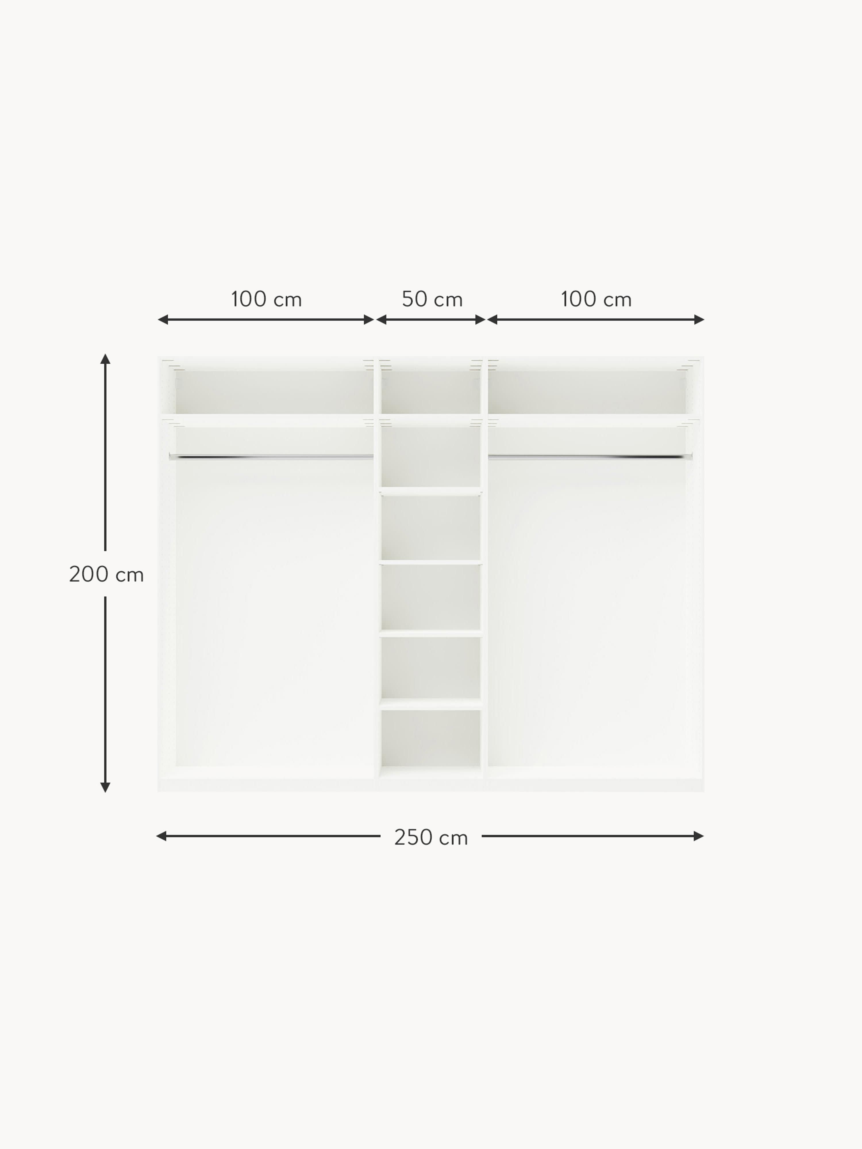 Simone Modular Revolving Door Wardrobe, 250 cm Wide, in various sizes