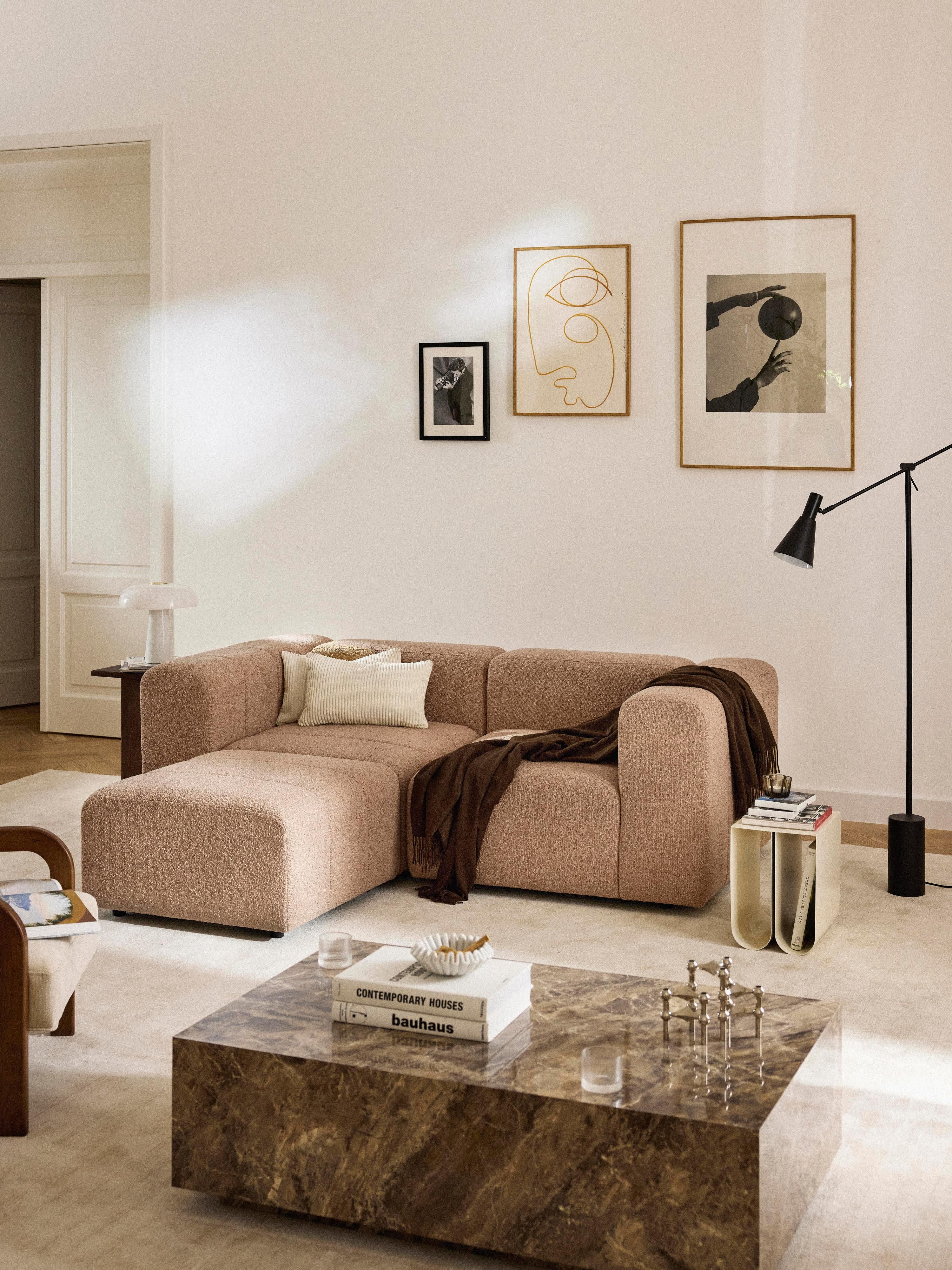 Lena Bouclé Modular Sofa (2-seater) with Ottoman (left/right)