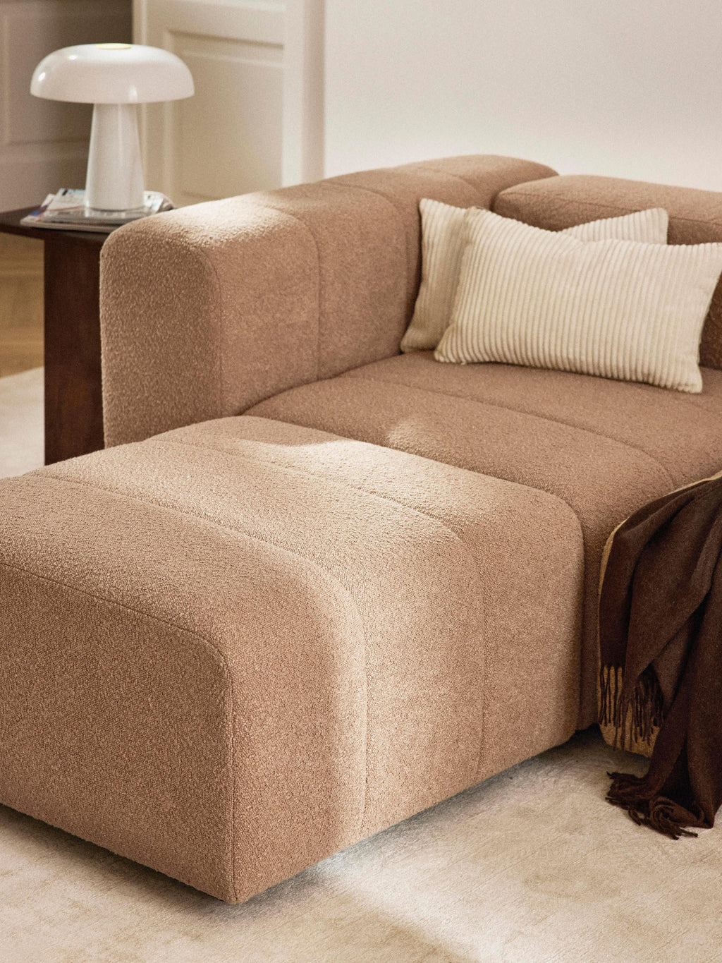 Lena Bouclé Modular Sofa (2-seater) with Ottoman (left/right)