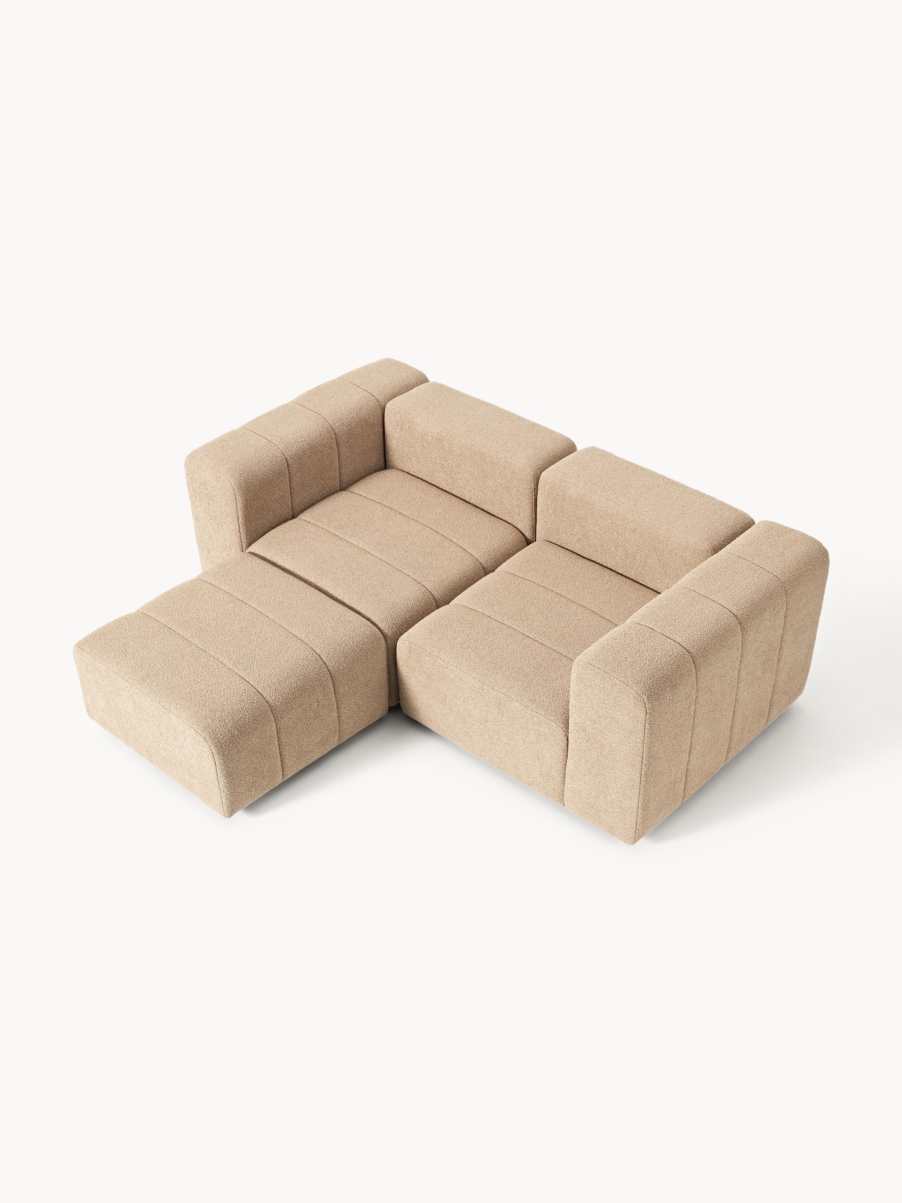 Lena Bouclé Modular Sofa (2-seater) with Ottoman (left/right)