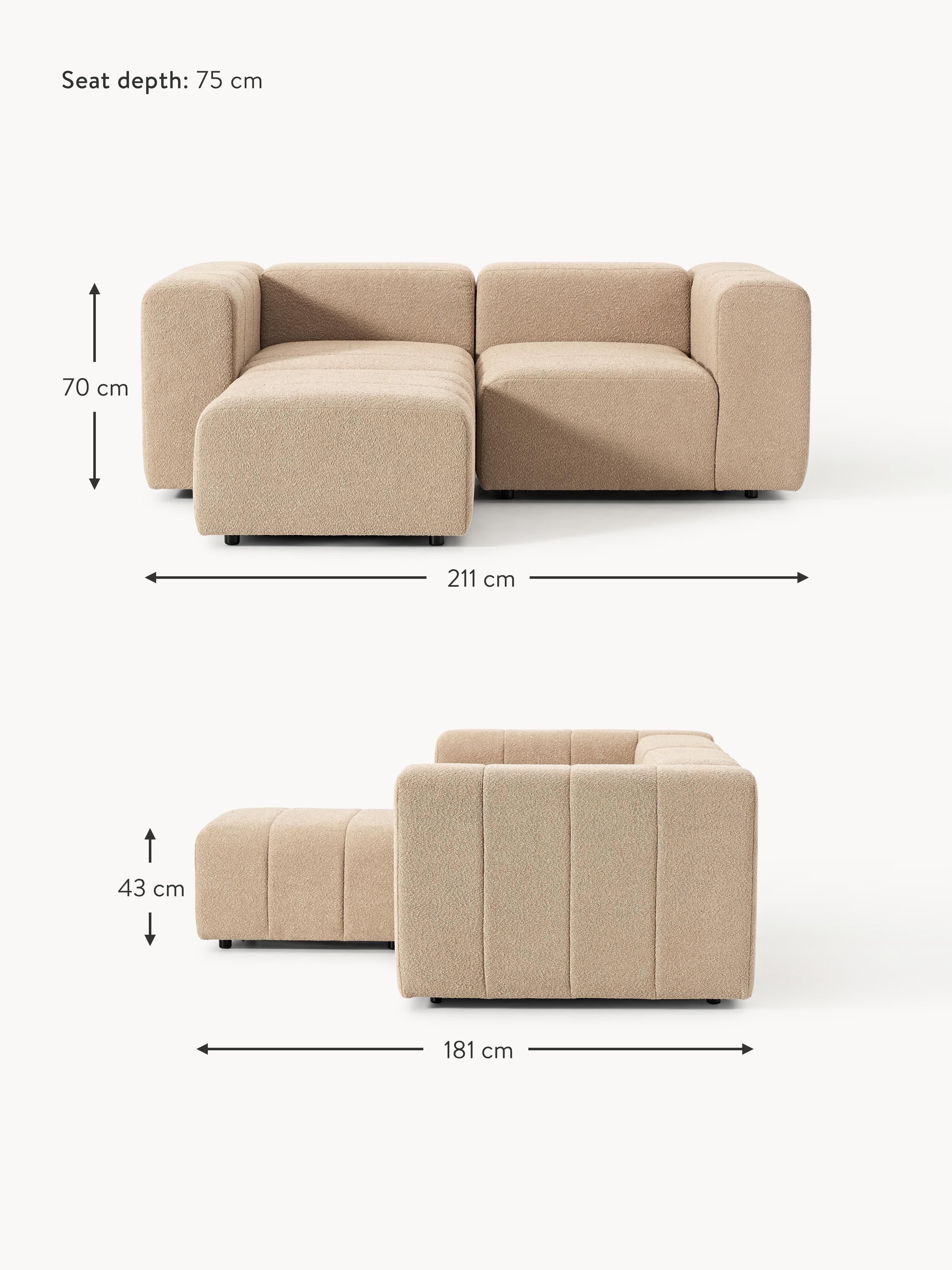 Lena Bouclé Modular Sofa (2-seater) with Ottoman (left/right)