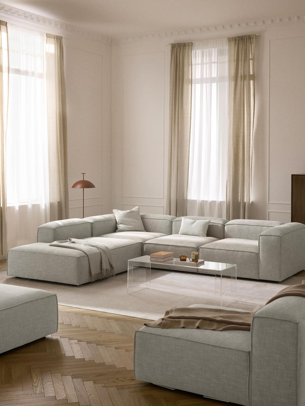 Lennon Linen Blend Modular Corner Sofa (4-seater)