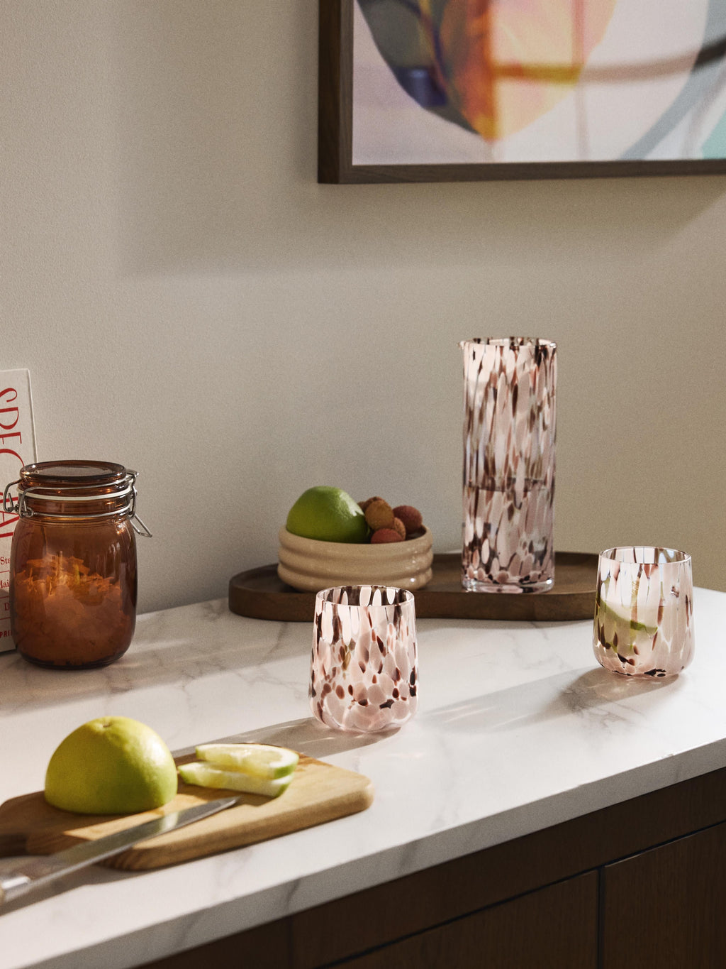 Handmade Speckled Glass Tumblers Oakley, Set of 4