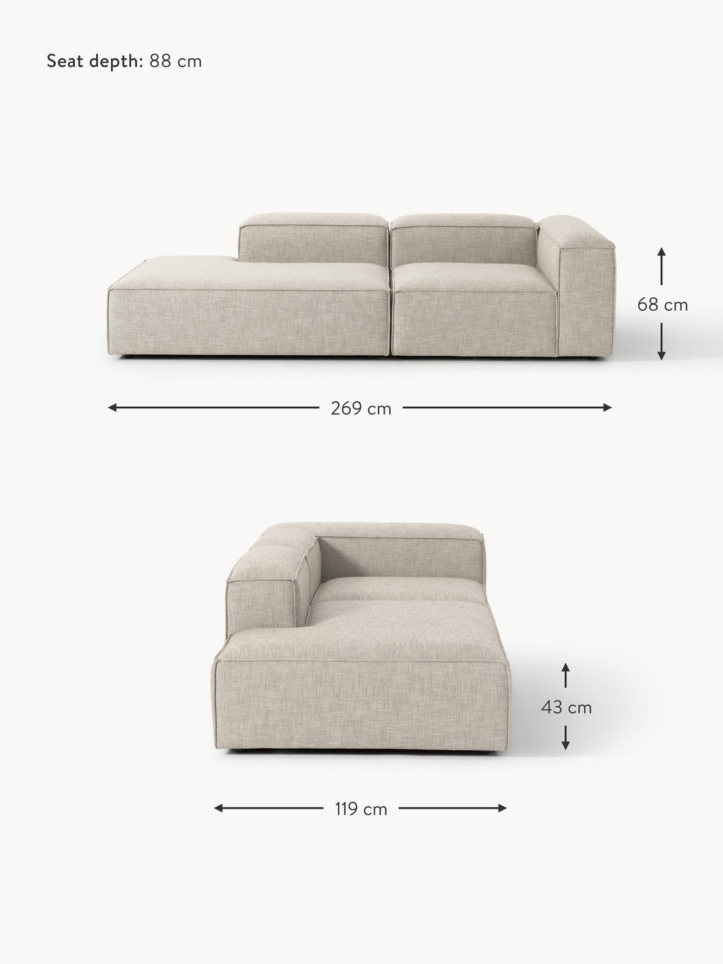 Lennon Linen Blend Modular Ottoman