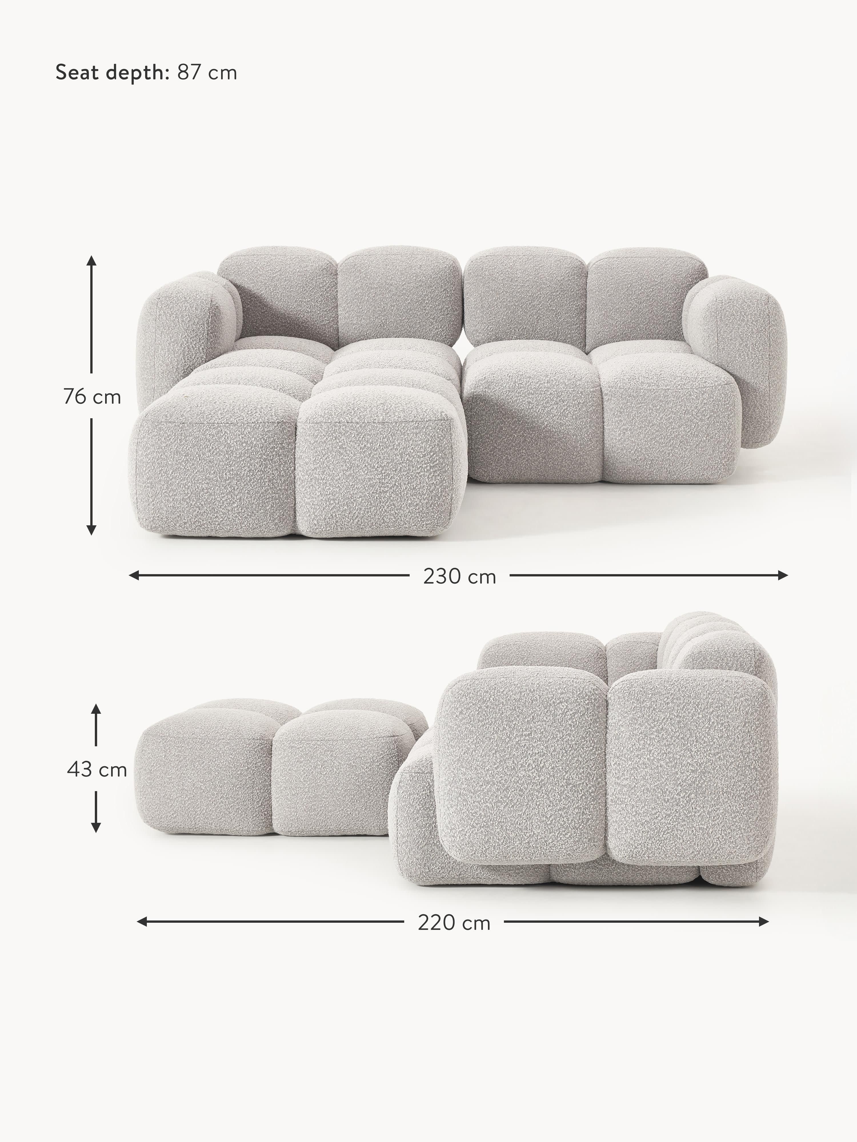 Tayla Bouclé Modular Sofa (2-seater) with Ottoman (left/right)