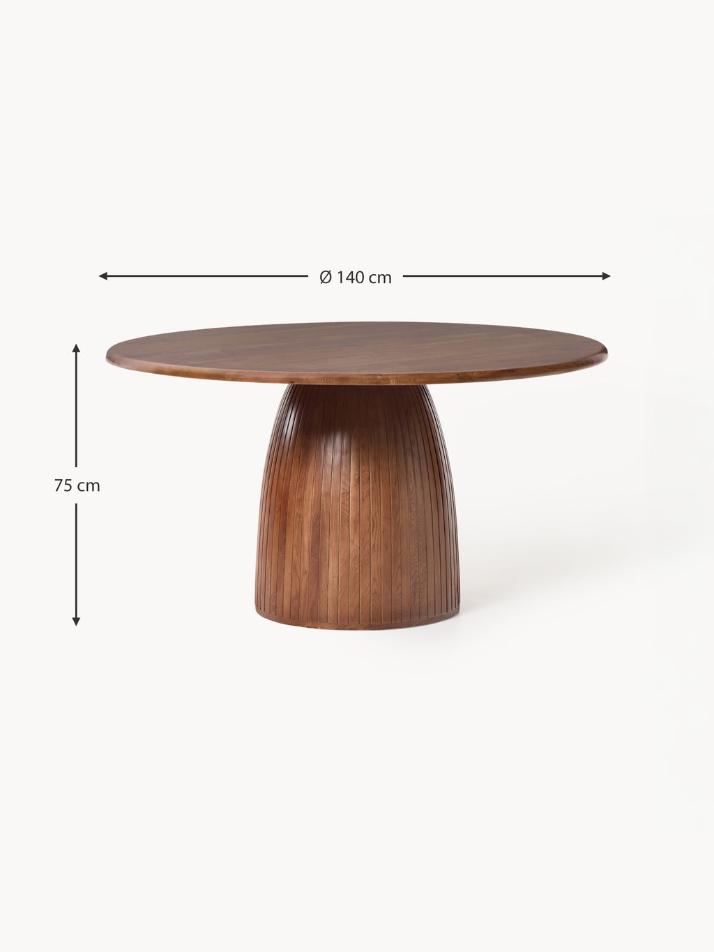 Nelly Round Dining Table with Groove Structure, in various sizes