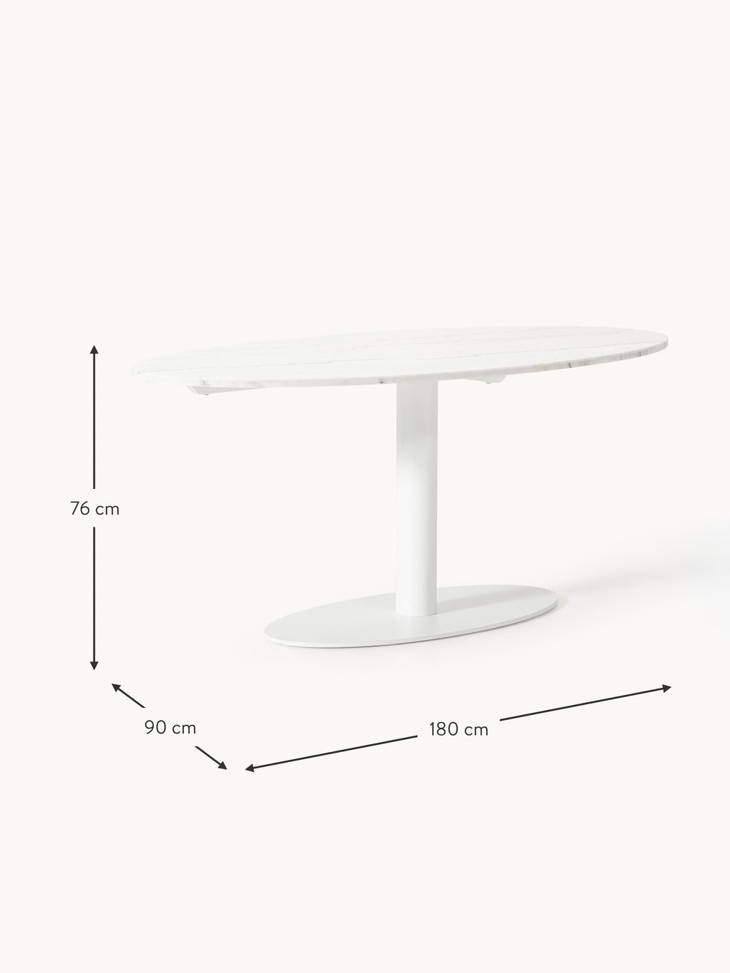 Miley Oval Marble Dining Table, 180 x 90 cm