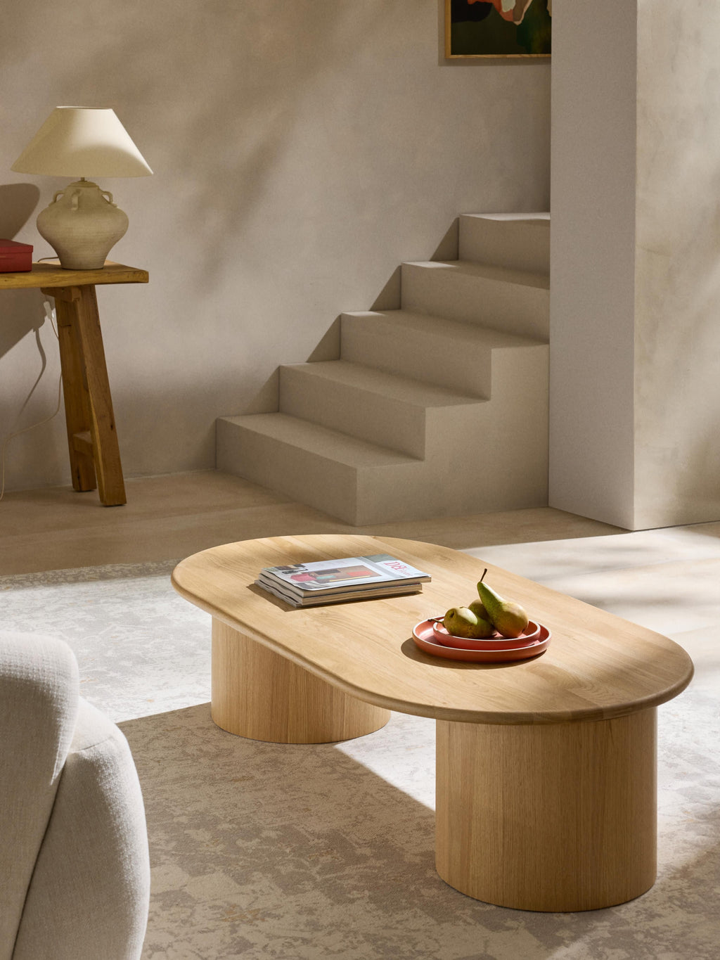 Didi Oval Oak Wood Coffee Table