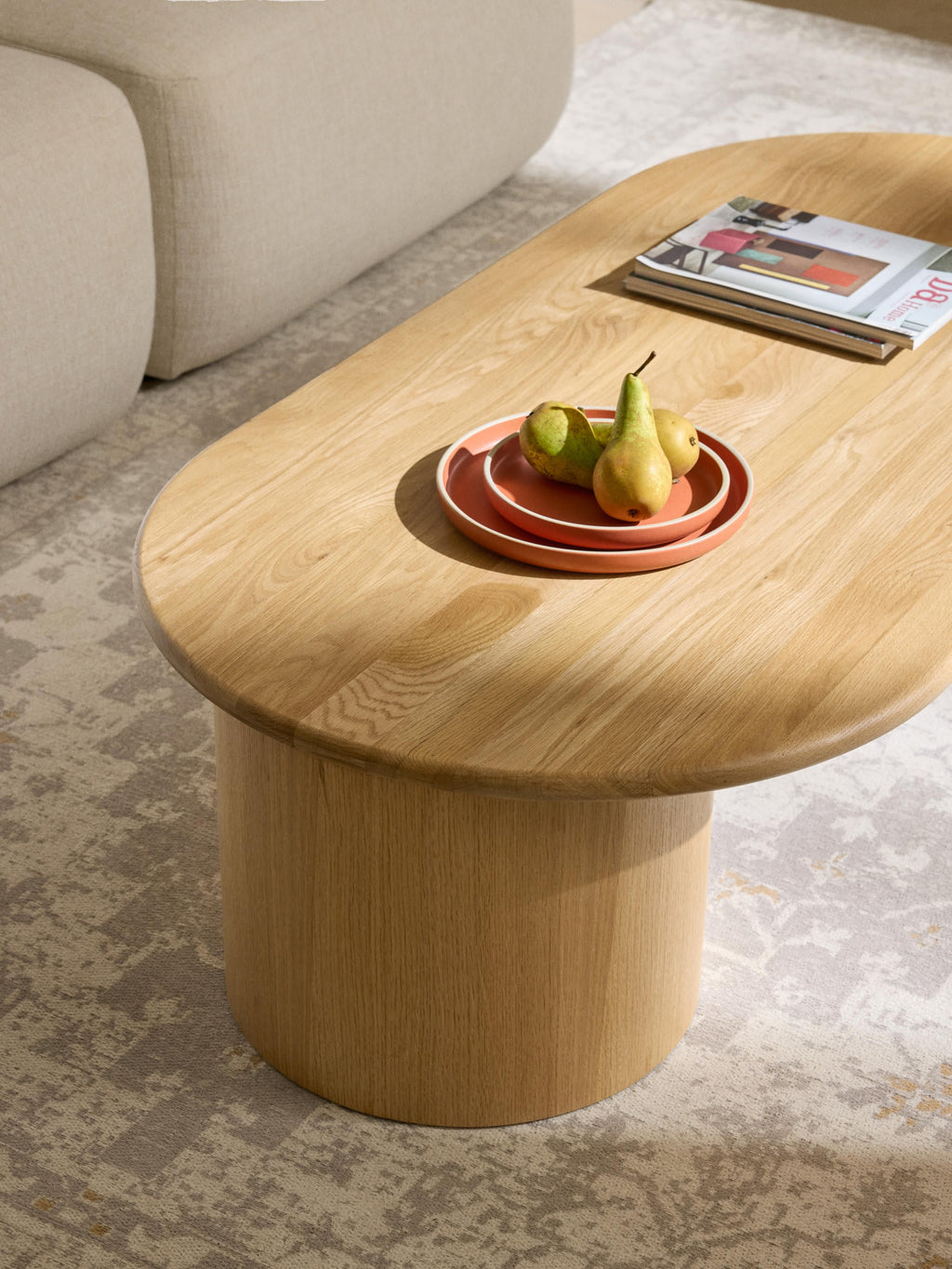 Didi Oval Oak Wood Coffee Table