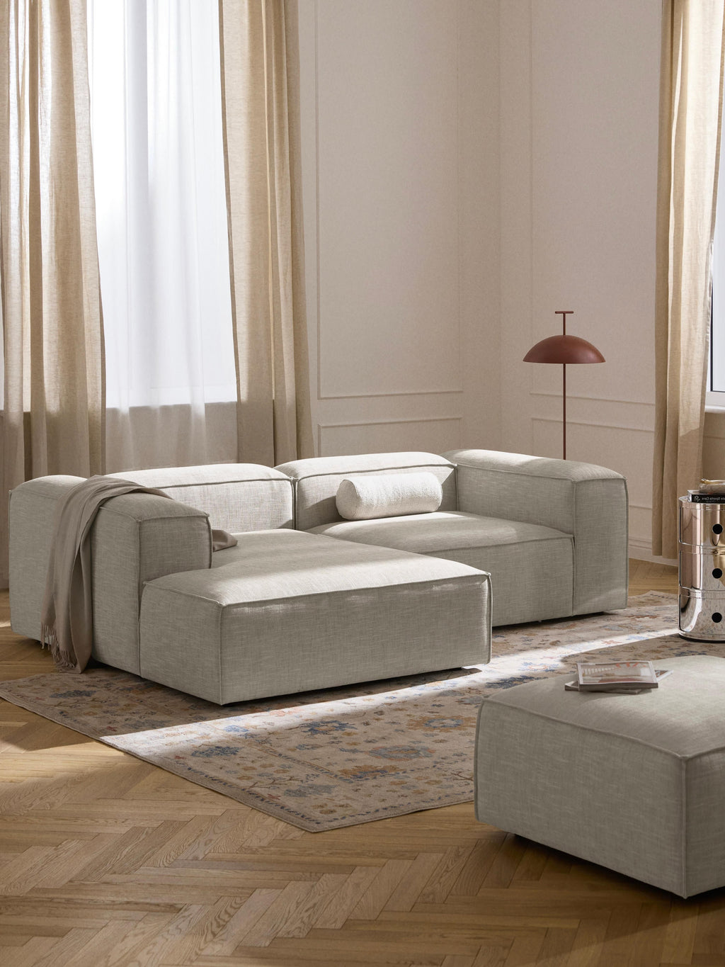 Lennon Linen Blend Modular Corner Sofa (3-seater)