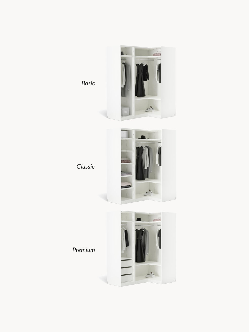 Simone Modular Corner Wardrobe, 115 cm Wide