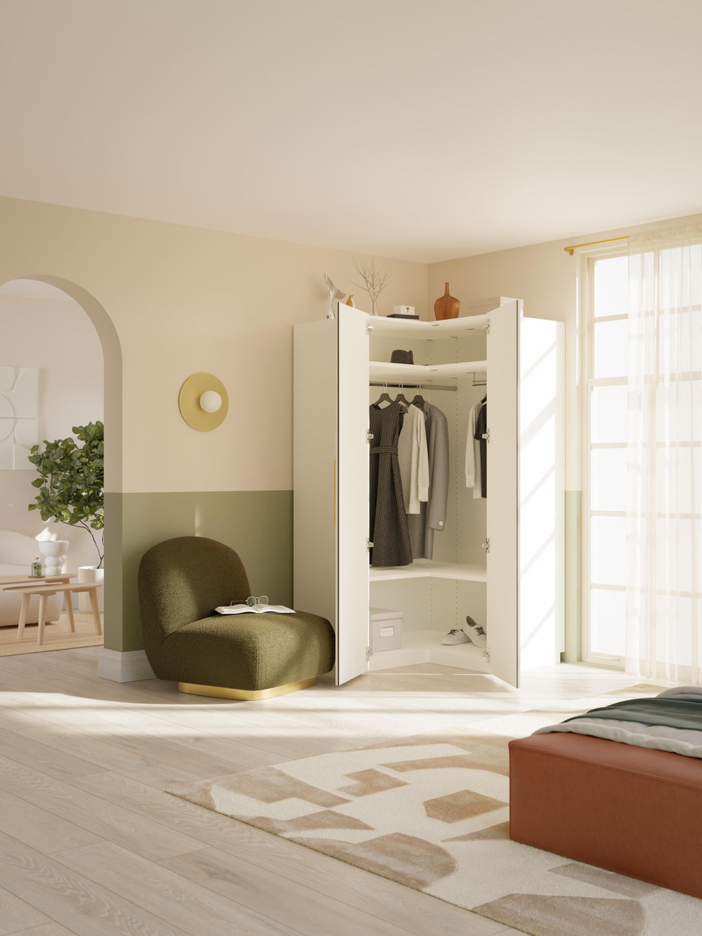Simone Modular Corner Wardrobe, 115 cm Wide