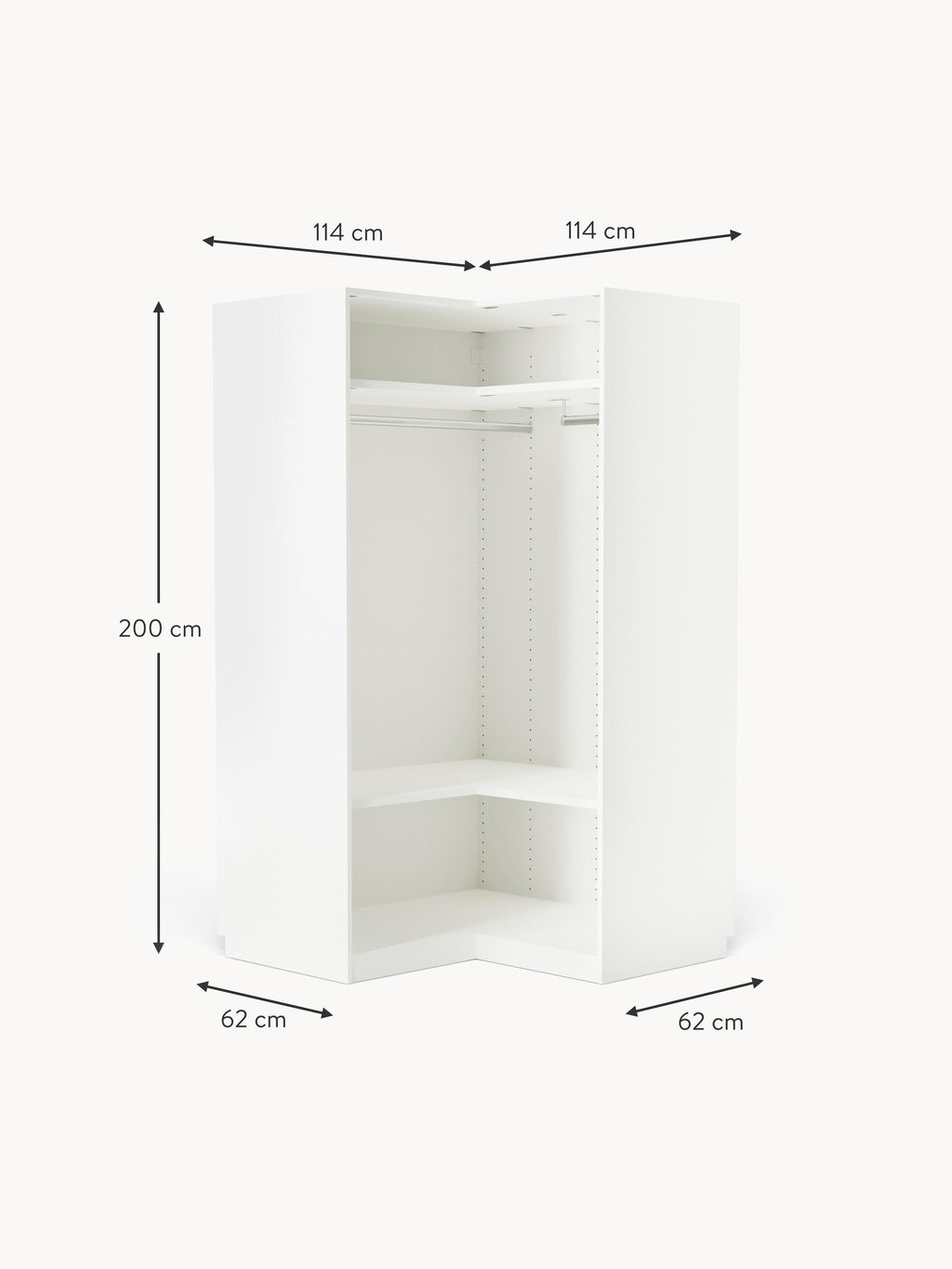 Simone Modular Corner Wardrobe, 115 cm Wide