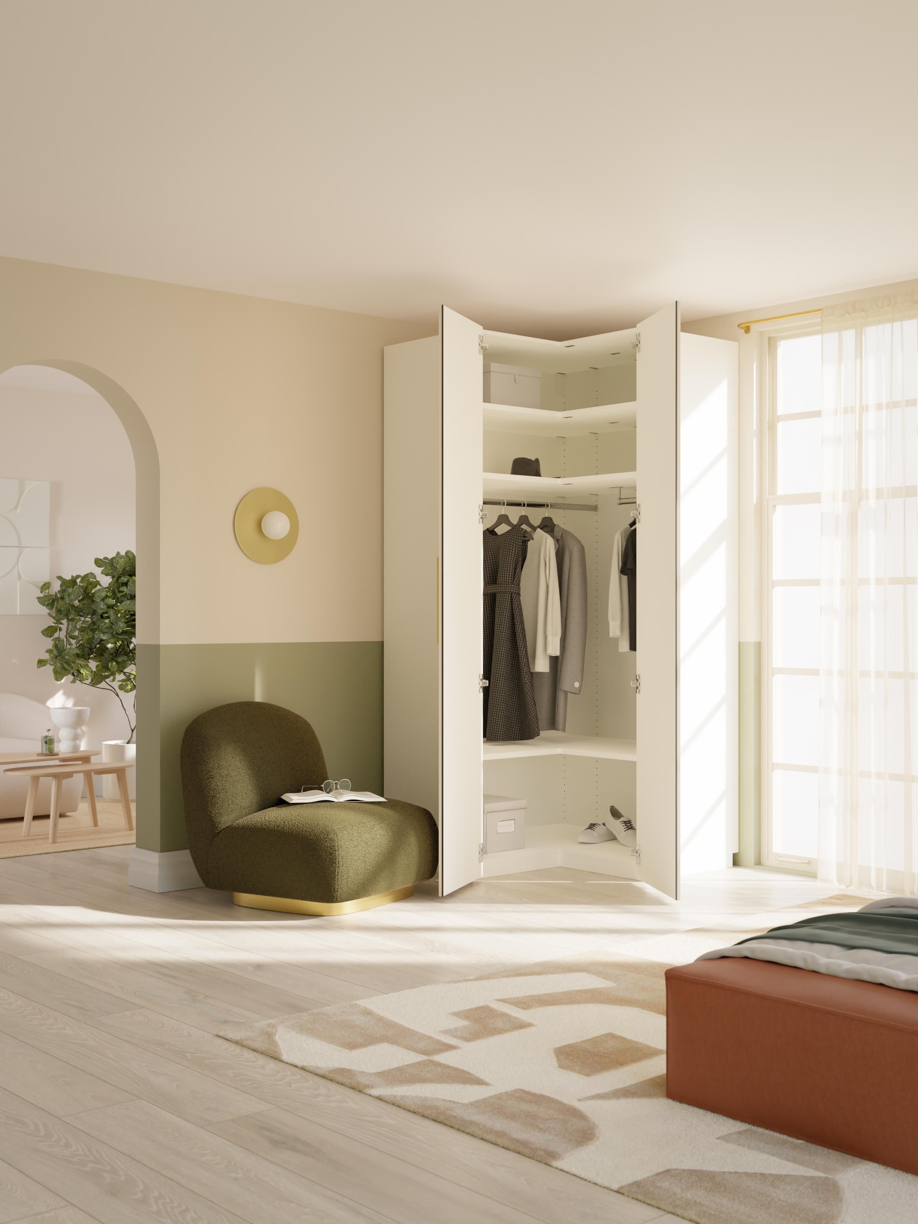 Simone Modular Corner Wardrobe, 115 cm Wide