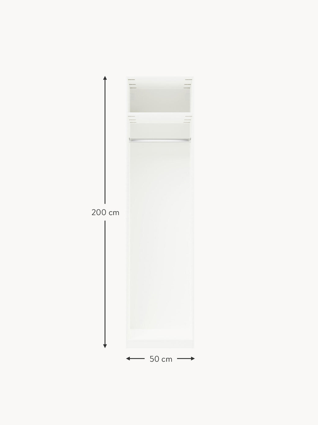 Charlotte Modular Hinged Door Wardrobe, 50 cm Wide, in various sizes
