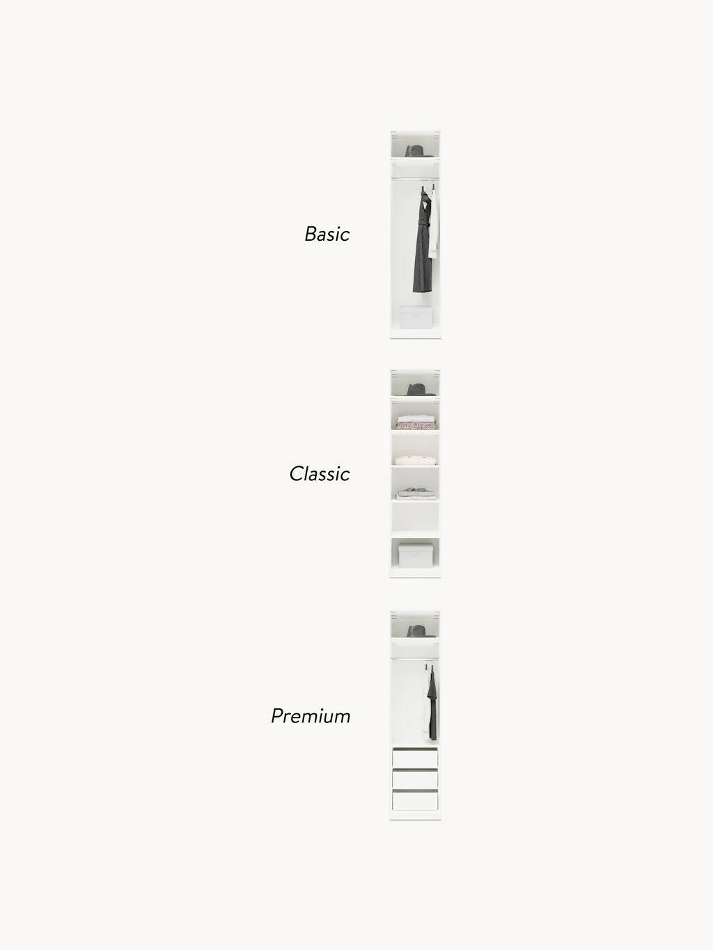 Charlotte Modular Hinged Door Wardrobe, 50 cm Wide, in various sizes