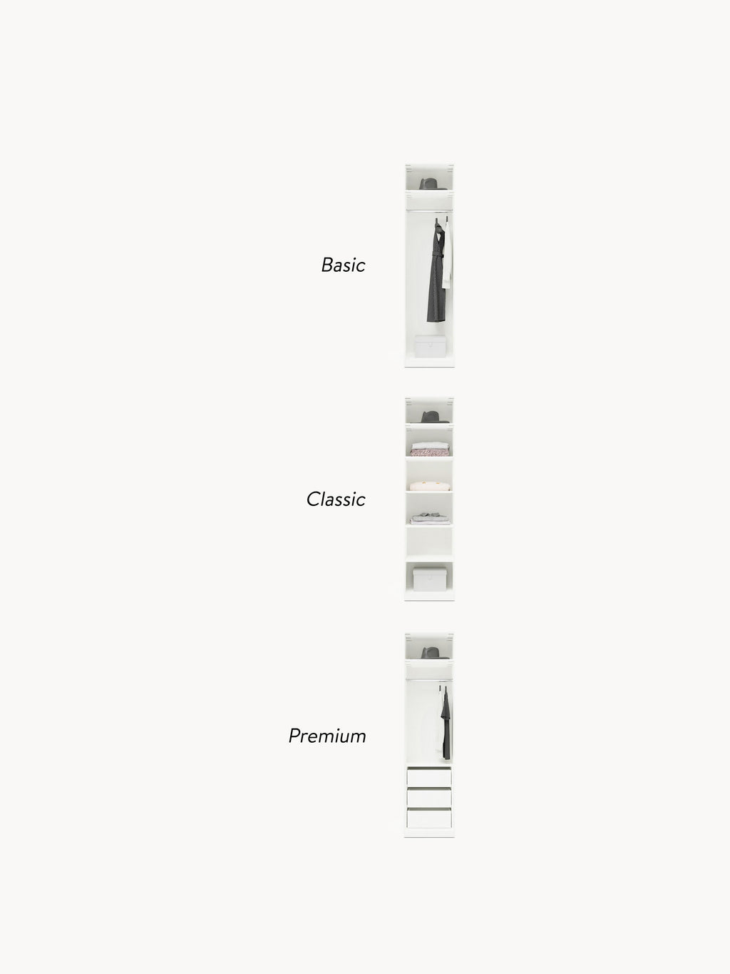 Charlotte Modular Hinged Door Wardrobe, 50 cm Wide, in various sizes