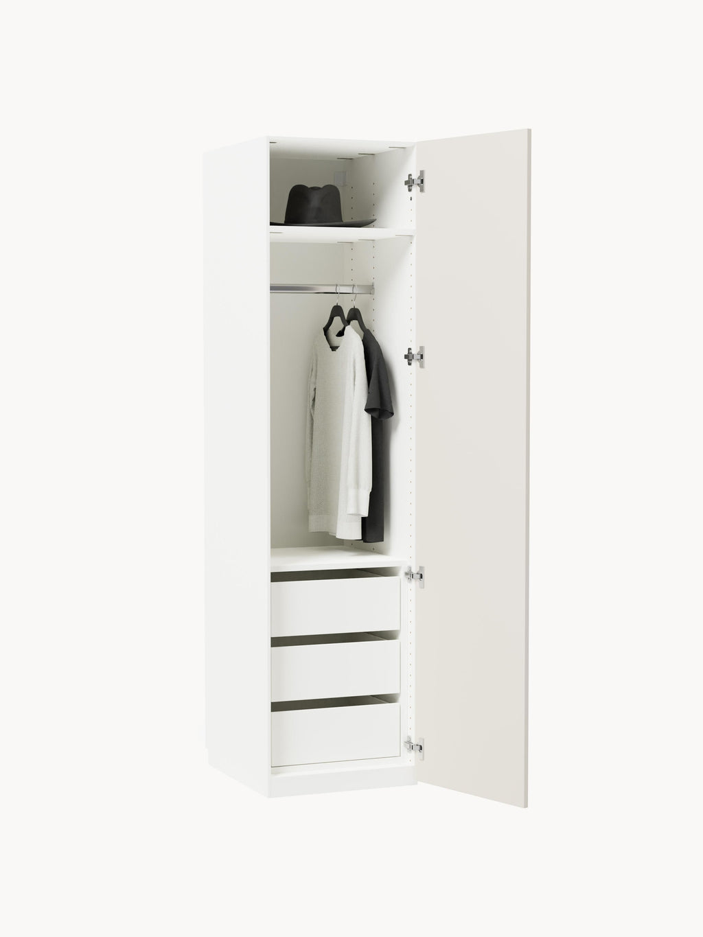 Charlotte Modular Hinged Door Wardrobe, 50 cm Wide, in various sizes