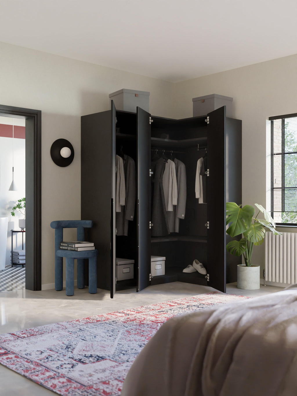 Leon Modular Corner Wardrobe, 165 cm Wide, in various sizes