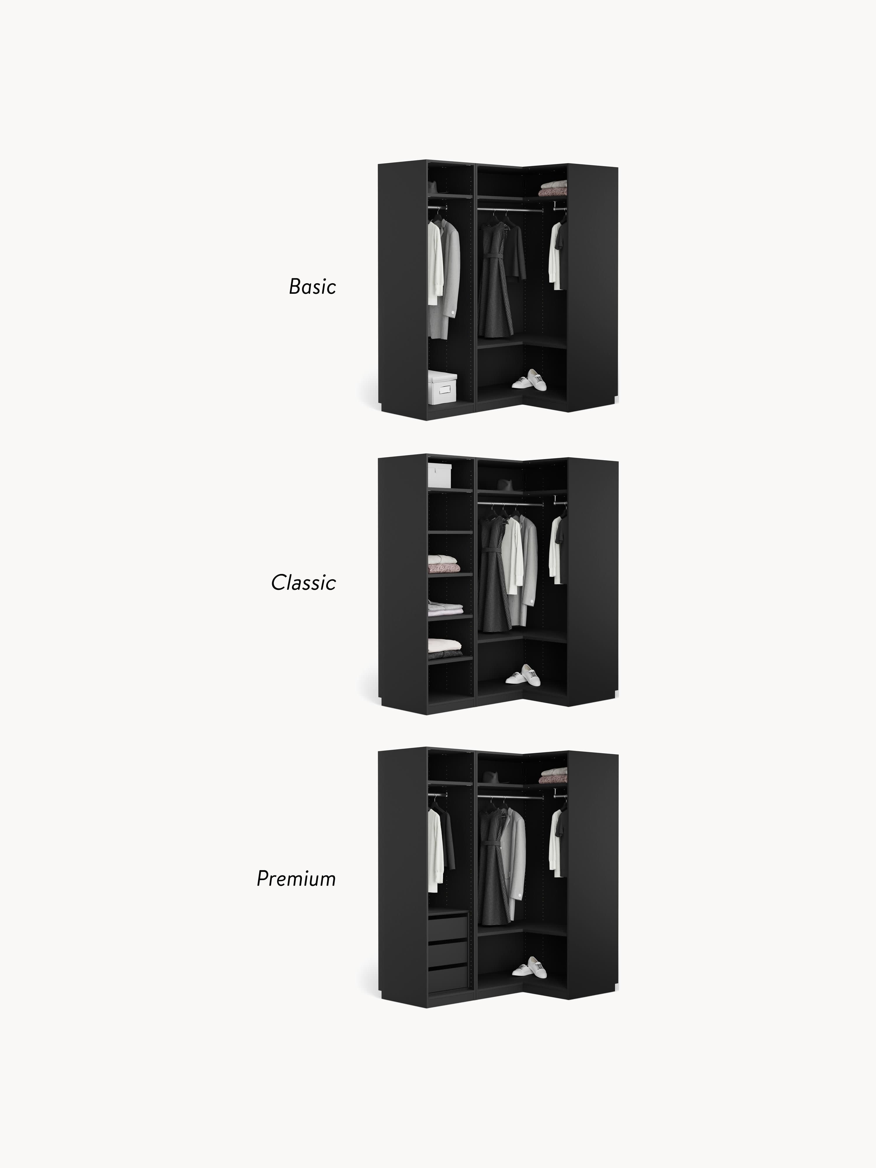 Leon Modular Corner Wardrobe, 165 cm Wide, in various sizes