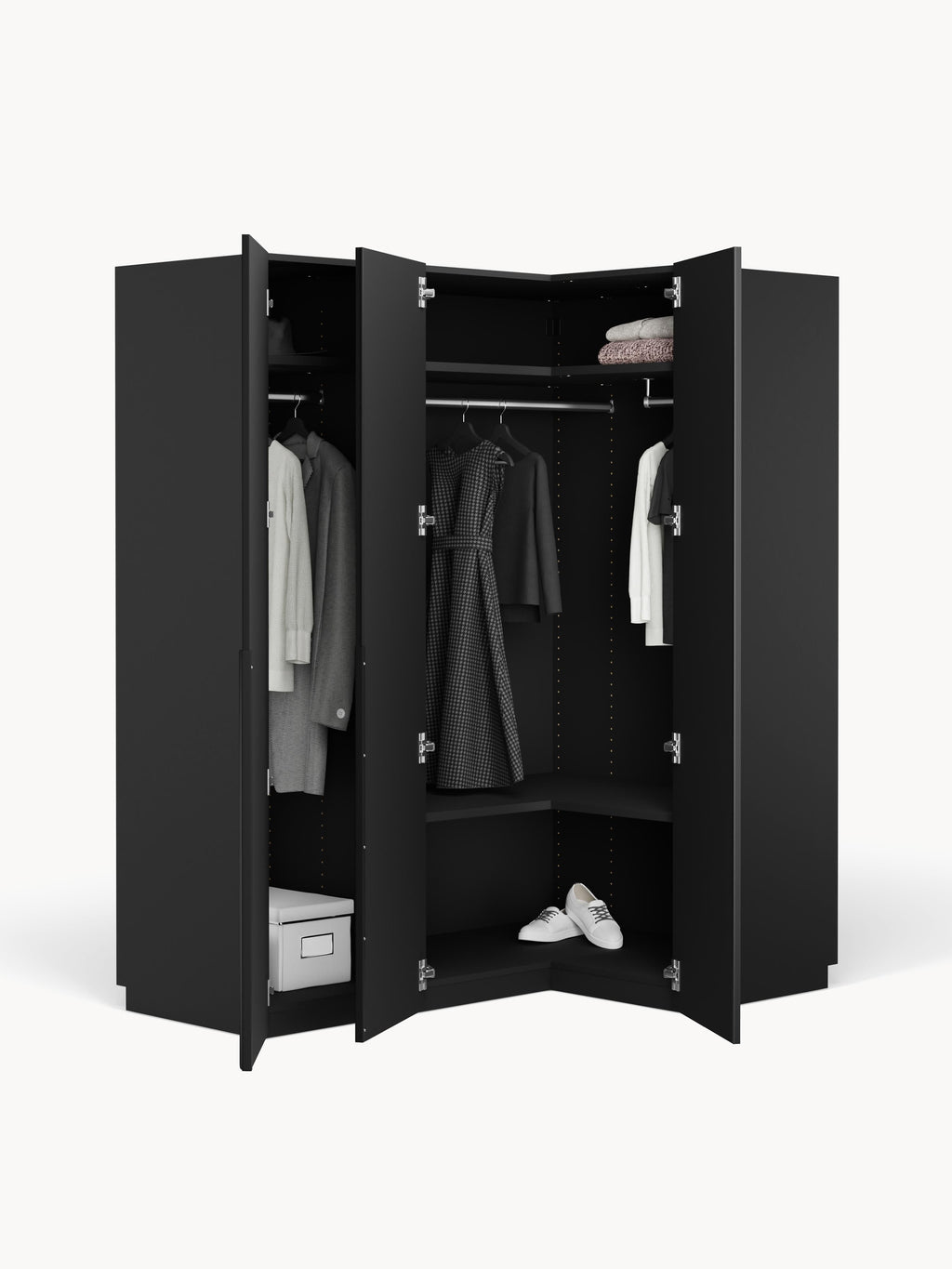 Leon Modular Corner Wardrobe, 165 cm Wide, in various sizes