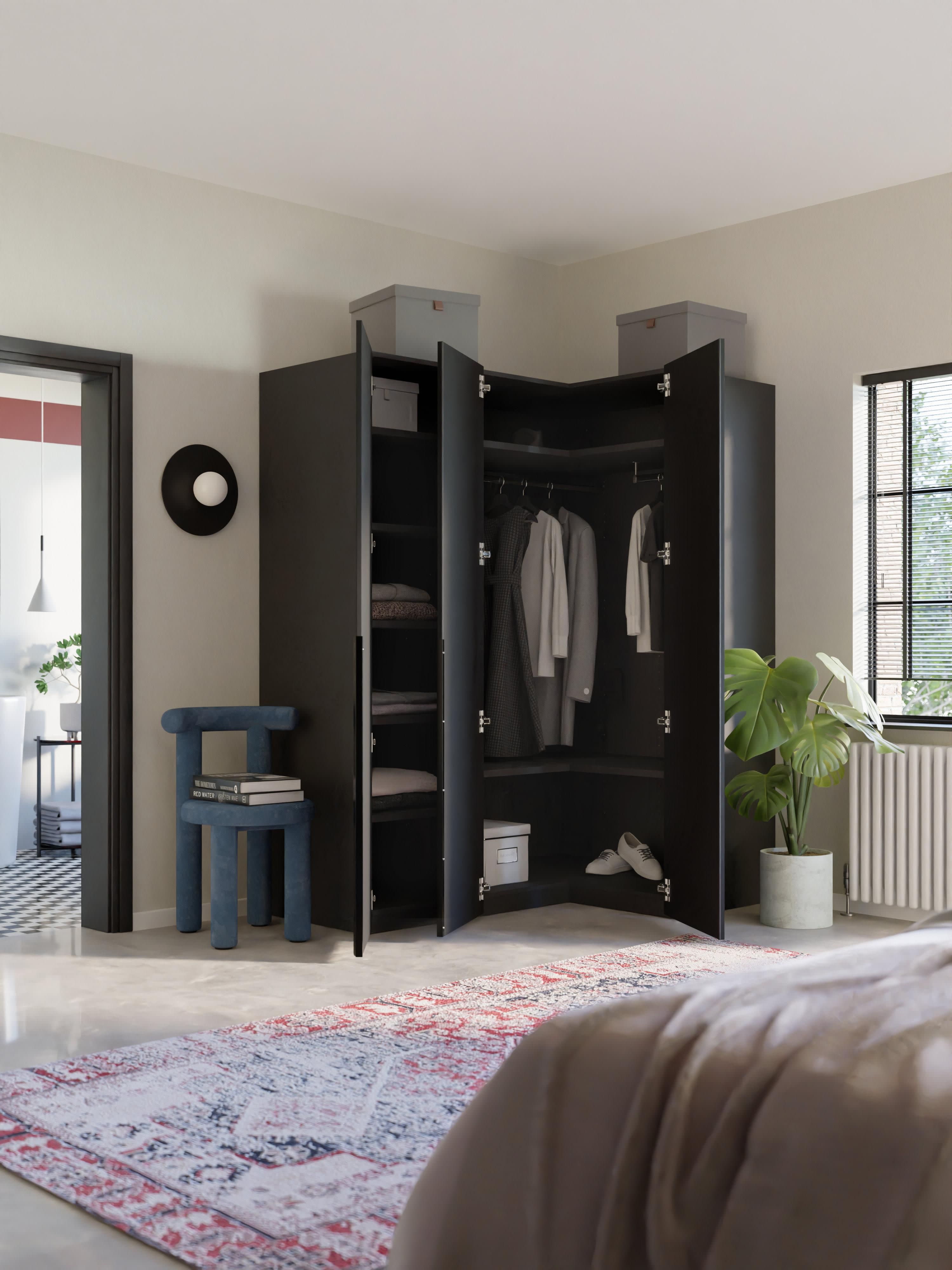 Leon Modular Corner Wardrobe, 165 cm Wide, in various sizes