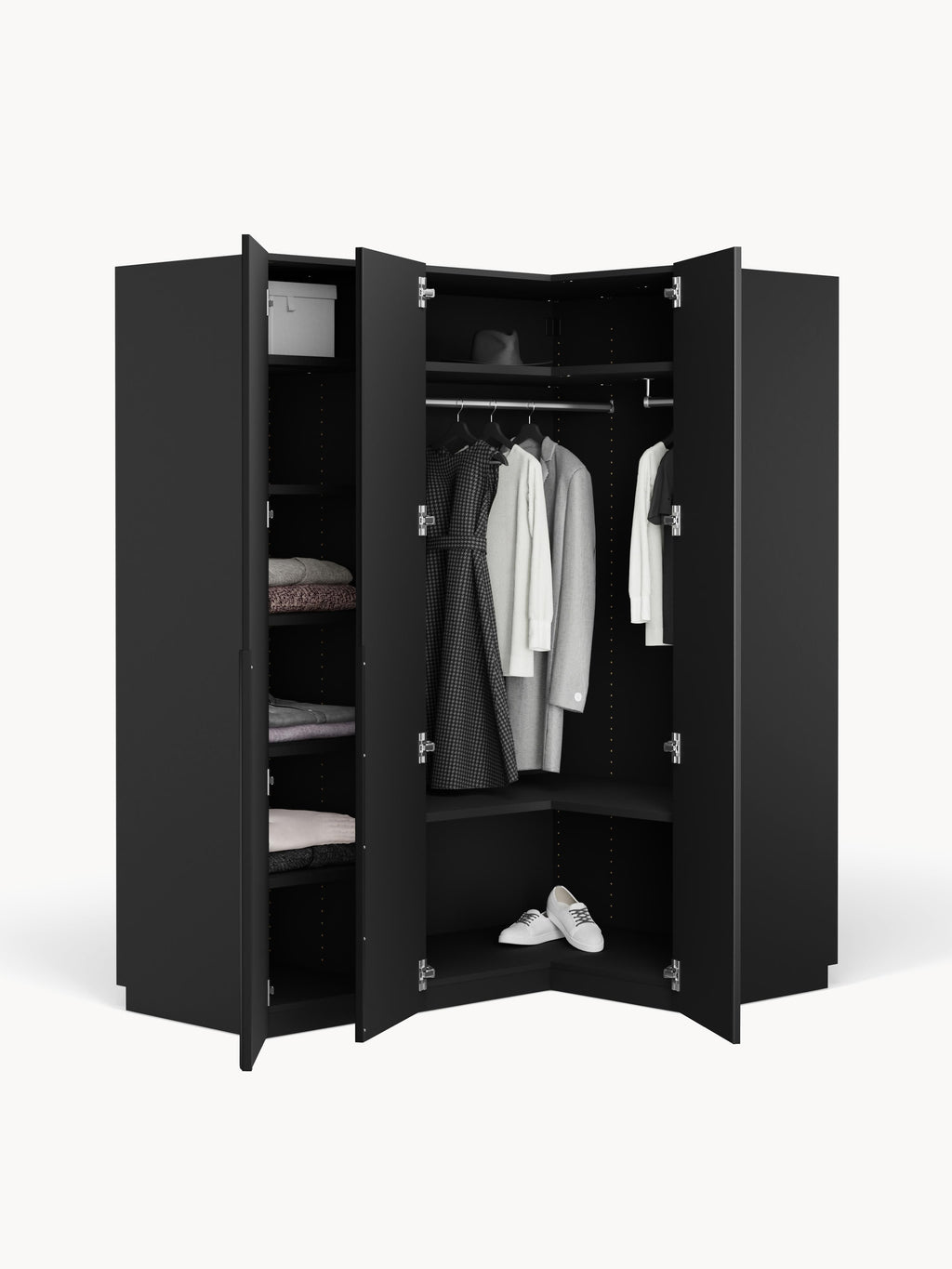 Leon Modular Corner Wardrobe, 165 cm Wide, in various sizes
