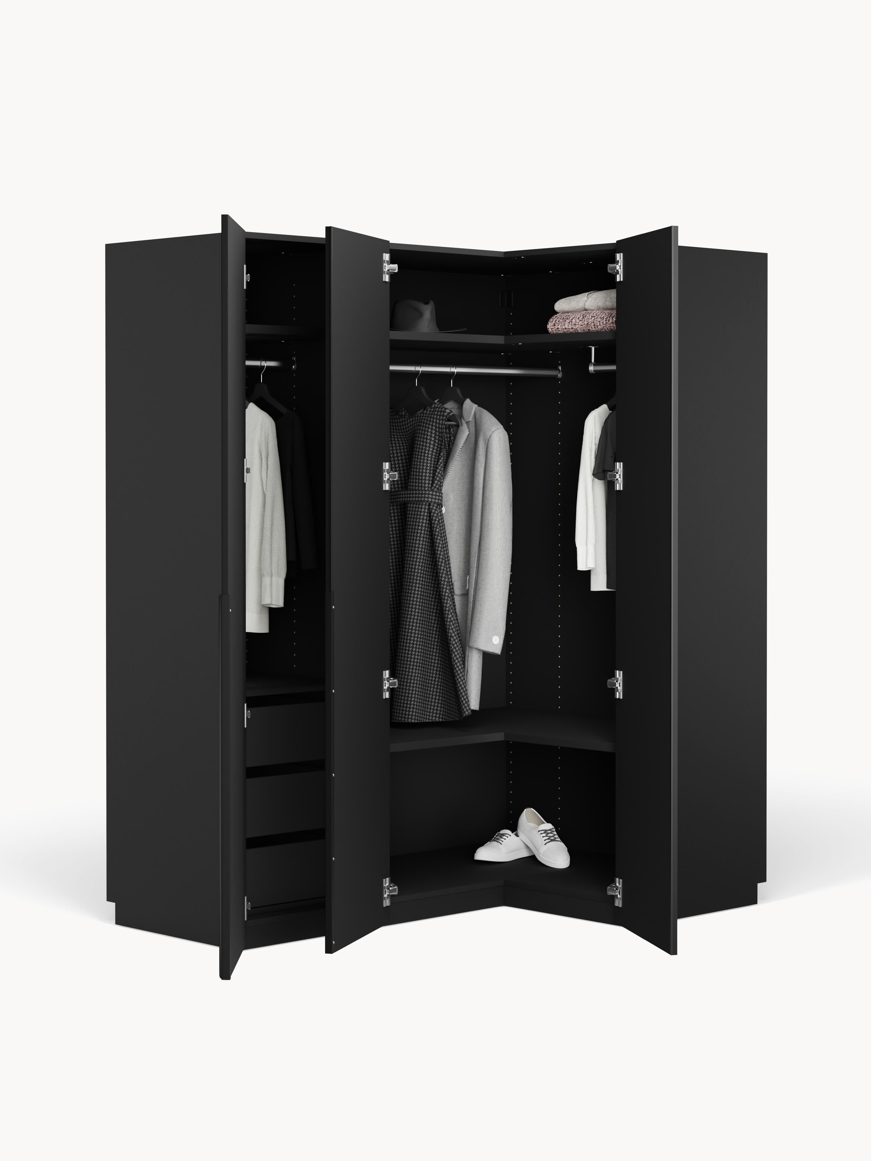 Leon Modular Corner Wardrobe, 165 cm Wide, in various sizes