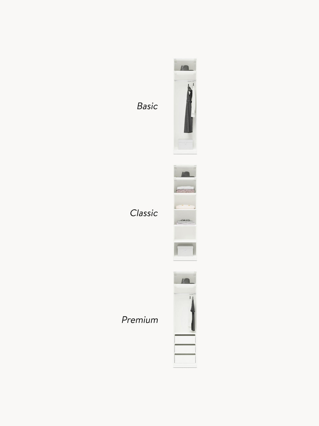 Charlotte Modular Hinged Door Wardrobe, 50 cm Wide, in various sizes