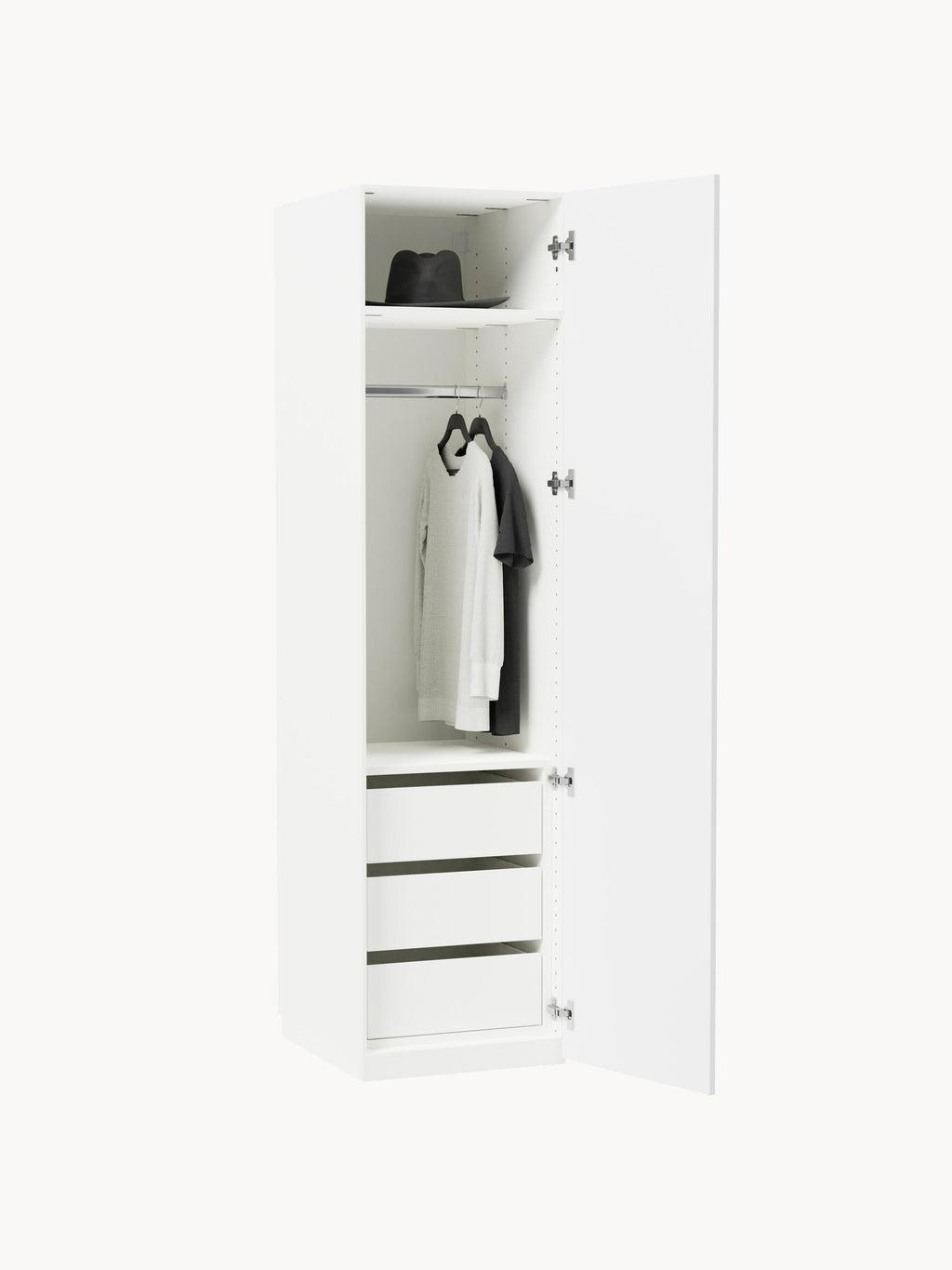 Charlotte Modular Hinged Door Wardrobe, 50 cm Wide, in various sizes