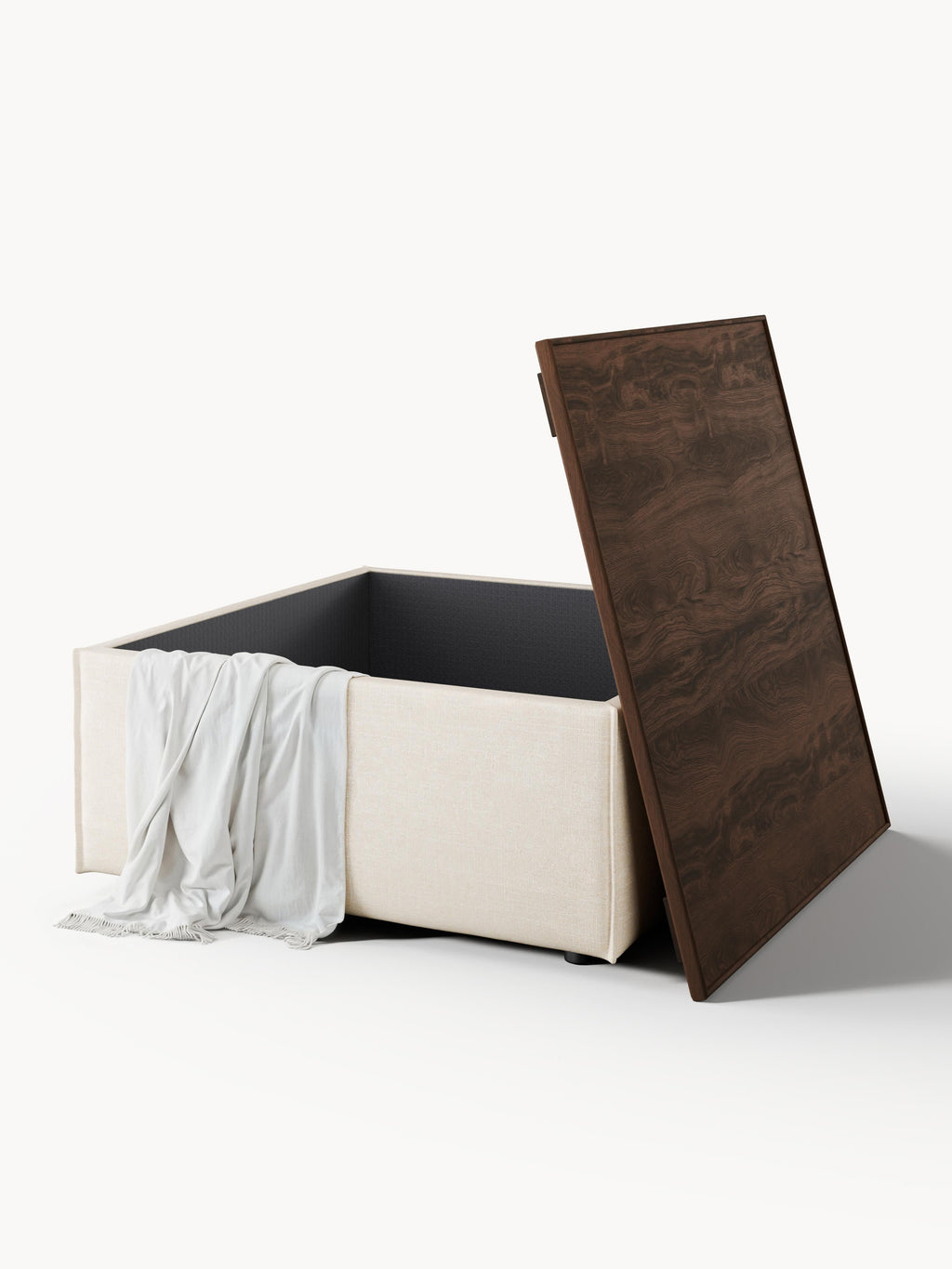 Lennon Linen Blend Ottoman with Storage