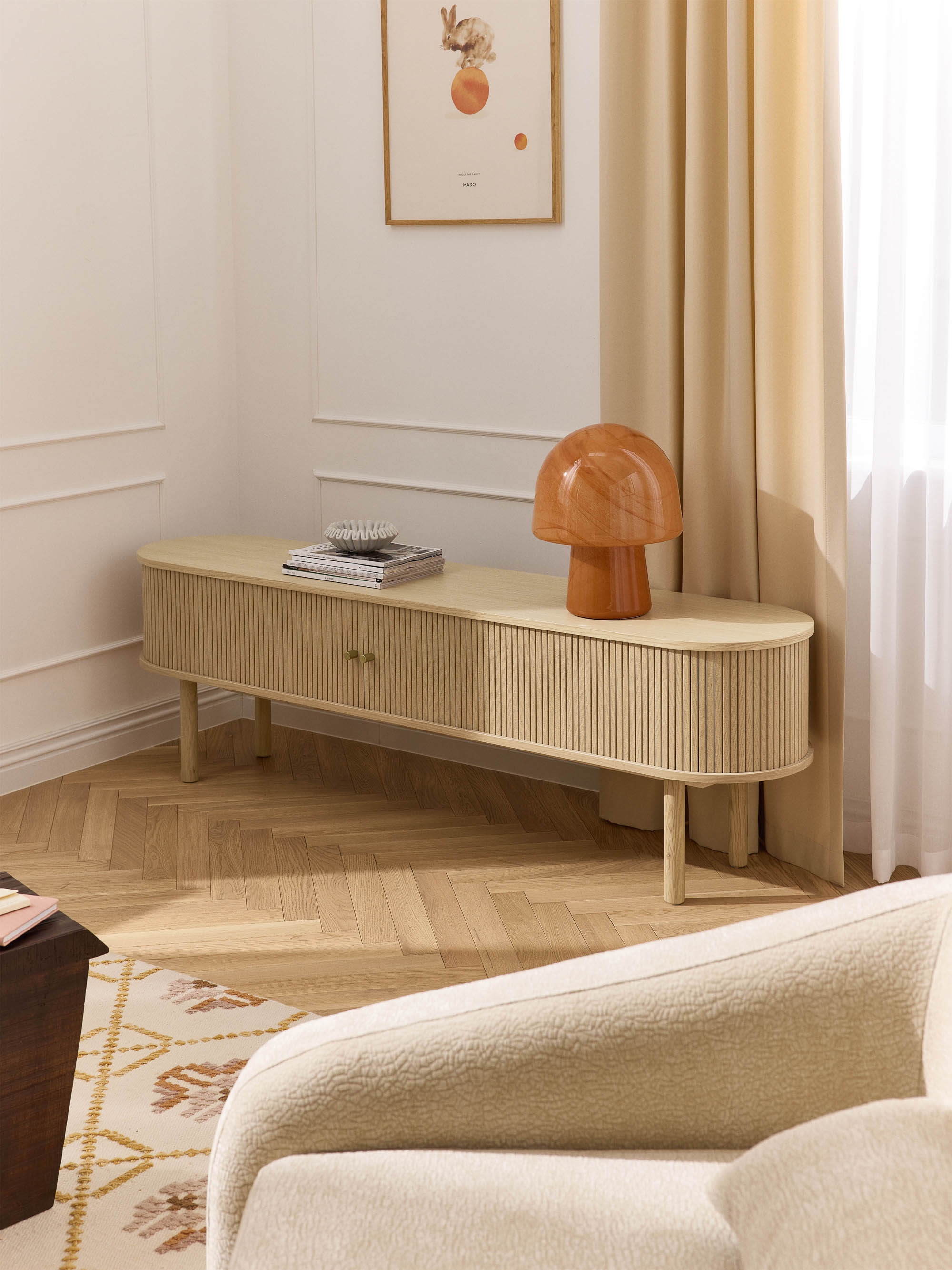 Calary TV Stand with Fluted Front
